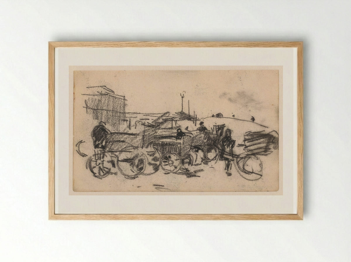 Boeren met karren - Willem Bastiaan Tholen - Framed Print Wood