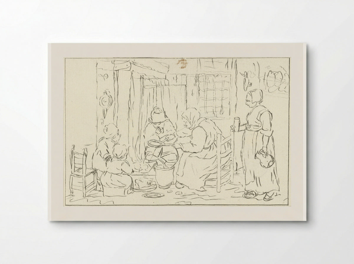 Boerenbinnenhuis met koekenbakster - Cornelis Ploos van Amstel - Poster