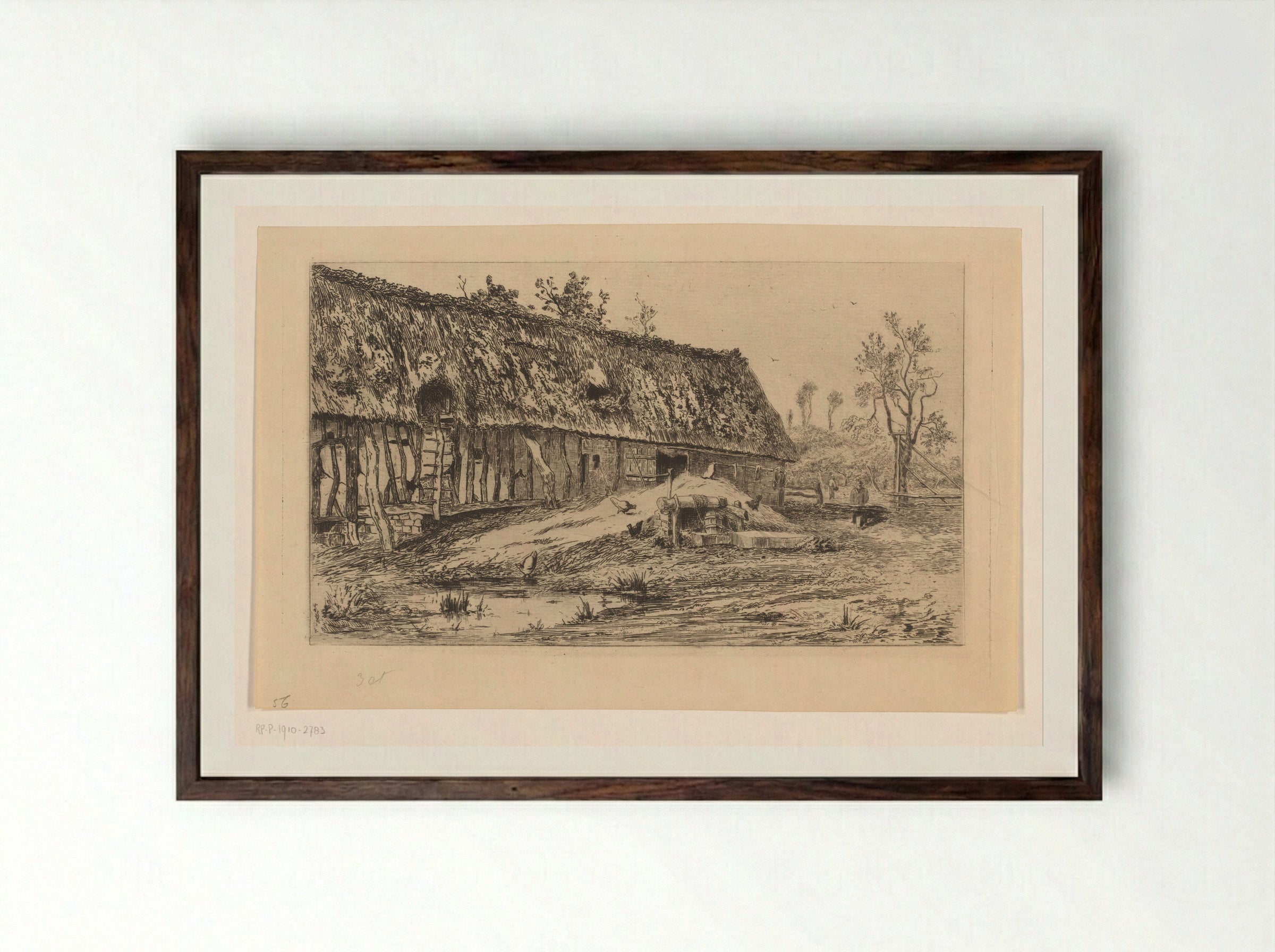 Boerenerf in Veules - Carel Nicolaas Storm van 's-Gravesande - Framed Print Dark Wood