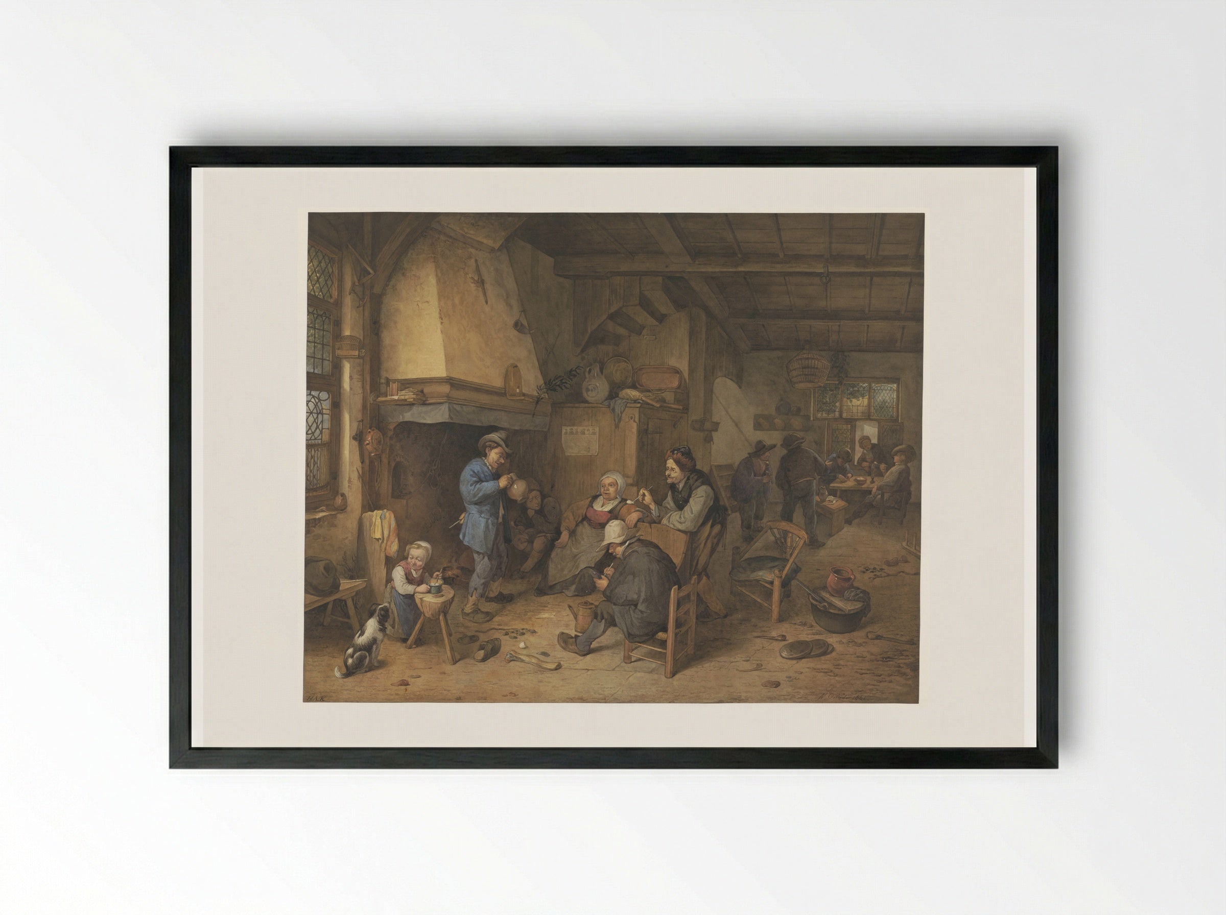 Boerengezelschap binnenshuis - Hendrik Abraham Klinkhamer - Framed Print Black