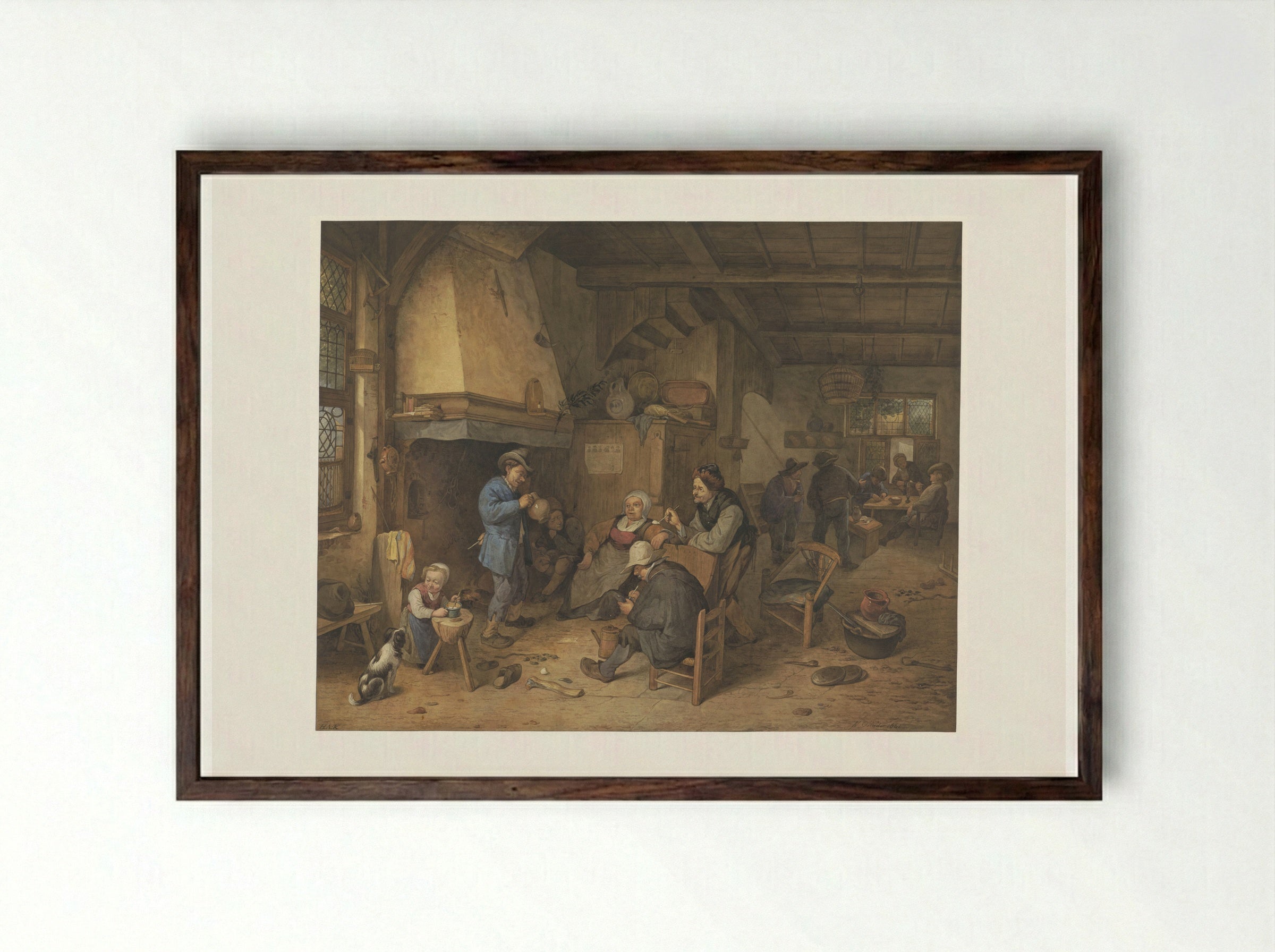 Boerengezelschap binnenshuis - Hendrik Abraham Klinkhamer - Framed Print Dark Wood