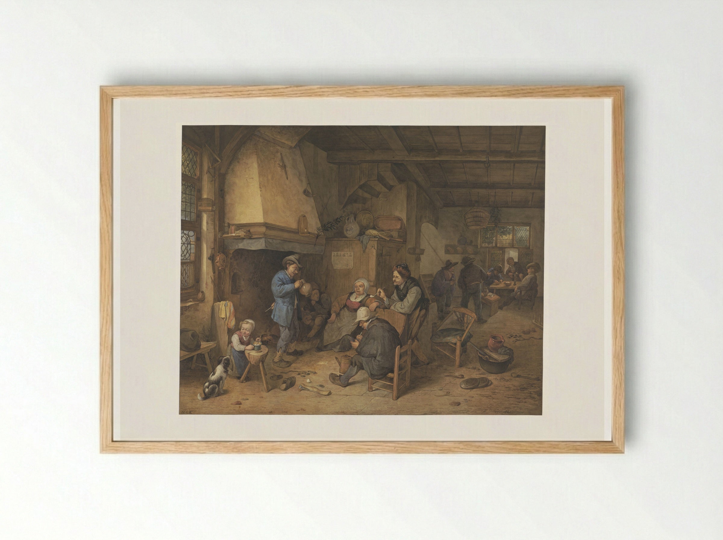 Boerengezelschap binnenshuis - Hendrik Abraham Klinkhamer - Framed Print Wood