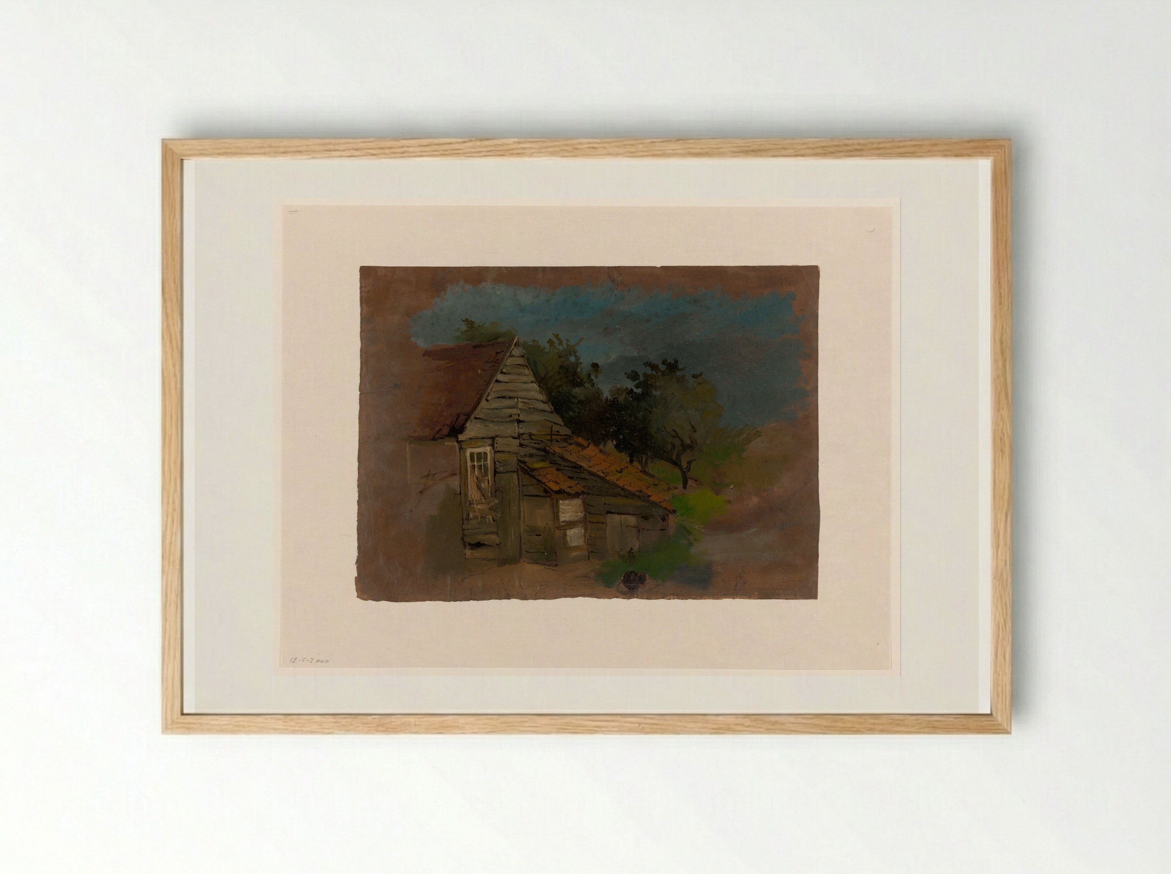 Boerenhuis met kleine schuur - Jan Weissenbruch - Framed Print Wood