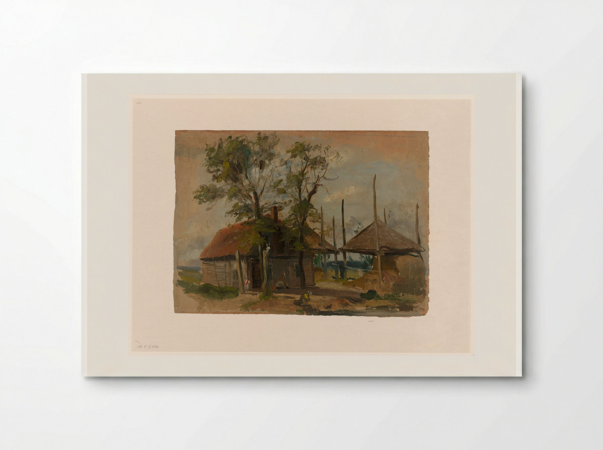 Boerenhuis met twee hooibergen - Jan Weissenbruch - Poster