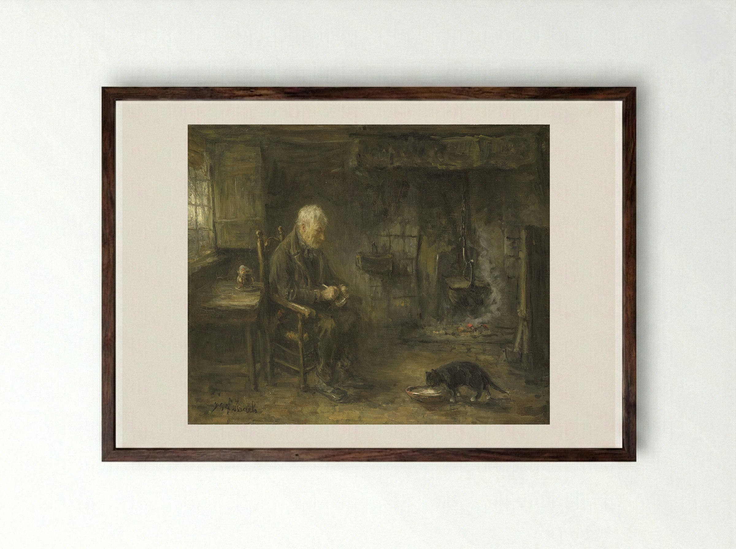 Boereninterieur - Jozef Israëls - Framed Print Dark Wood