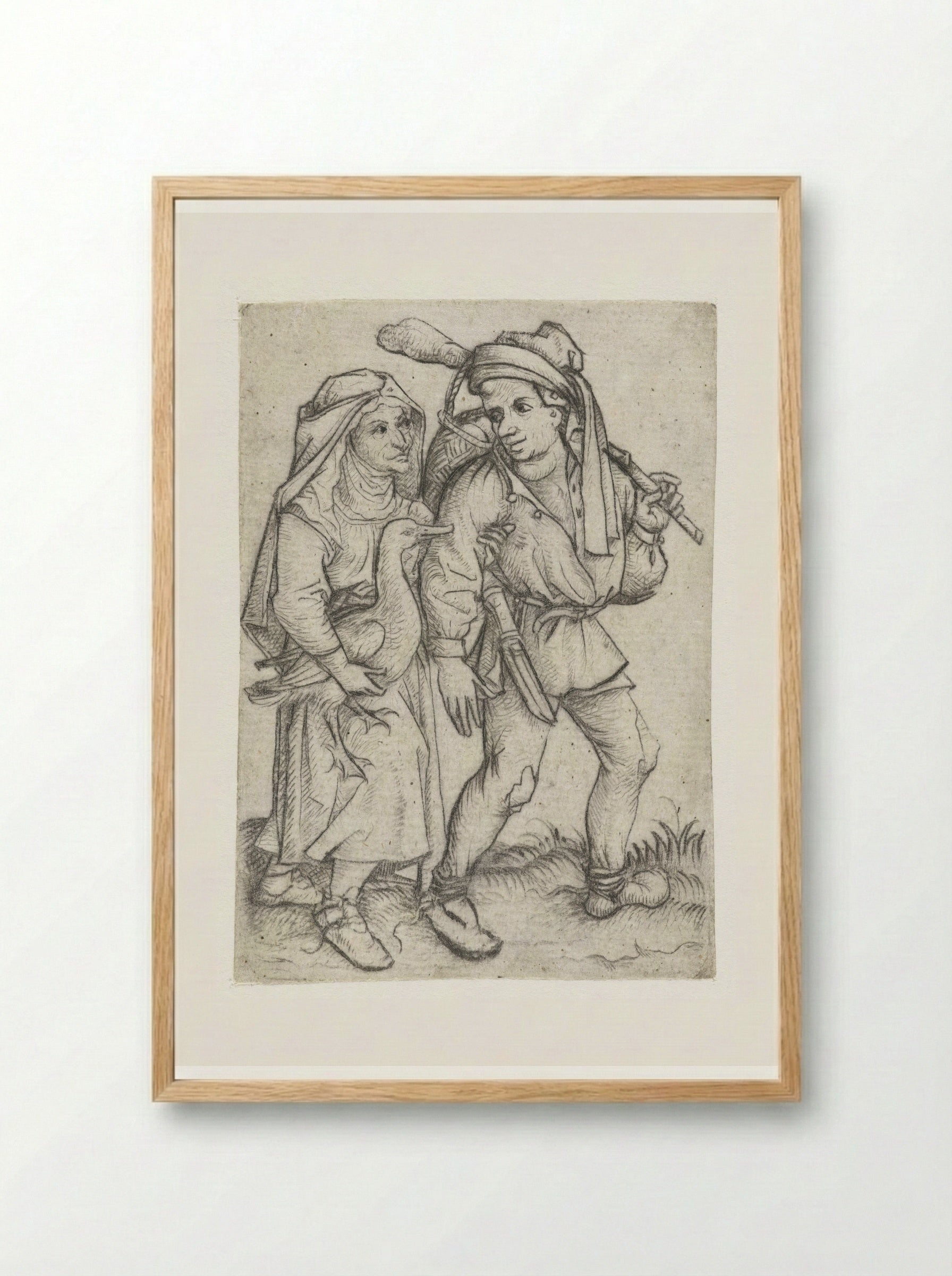 Boerenpaar (Peasant Couple) - Master of the Amsterdam Cabinet - Framed Print Wood