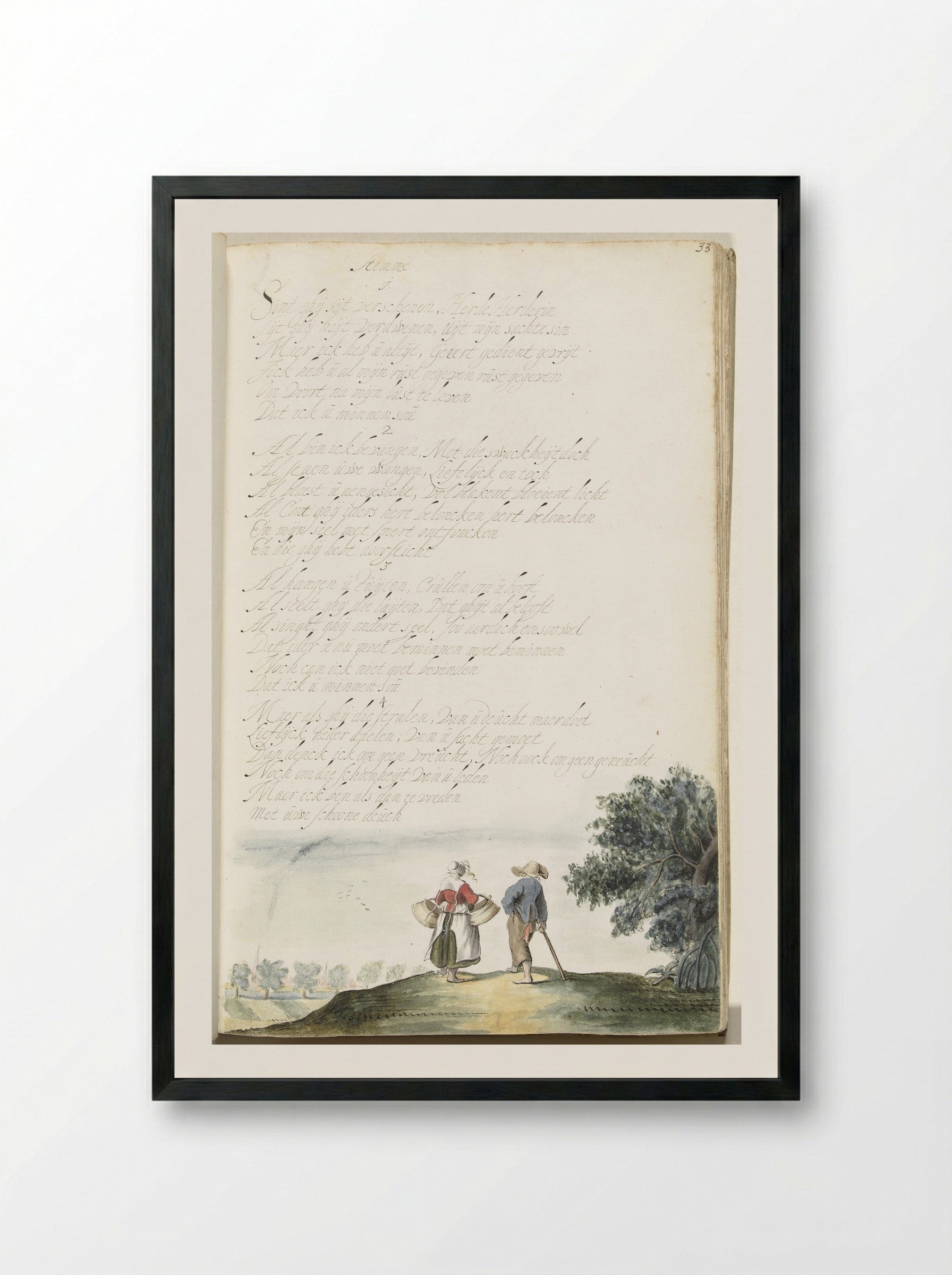 Boerenpaar, van achteren - Gesina ter Borch - Framed Print Black
