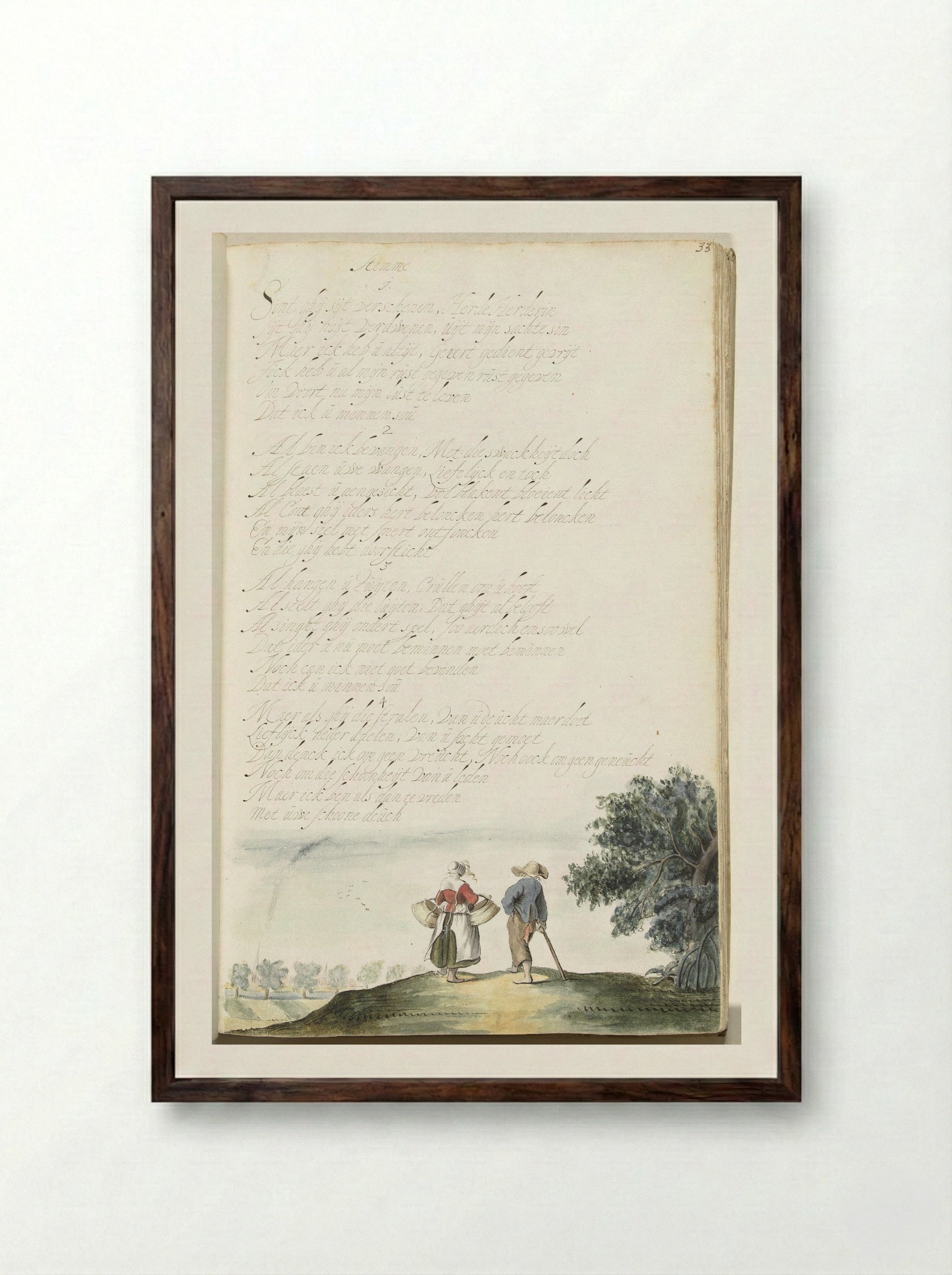 Boerenpaar, van achteren - Gesina ter Borch - Framed Print Dark Wood