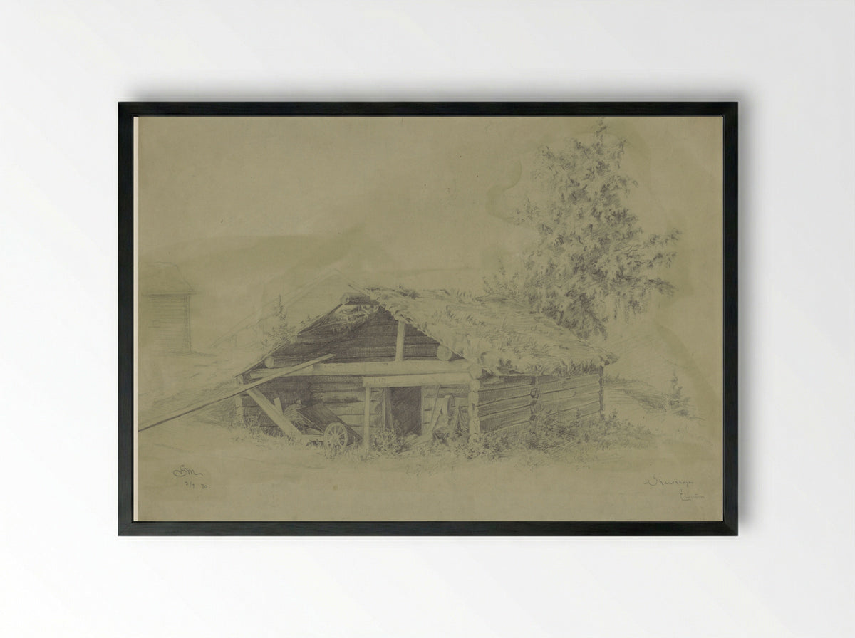 Boerenschuur te Skandshagen - Gerhard Munthe - Framed Print Black
