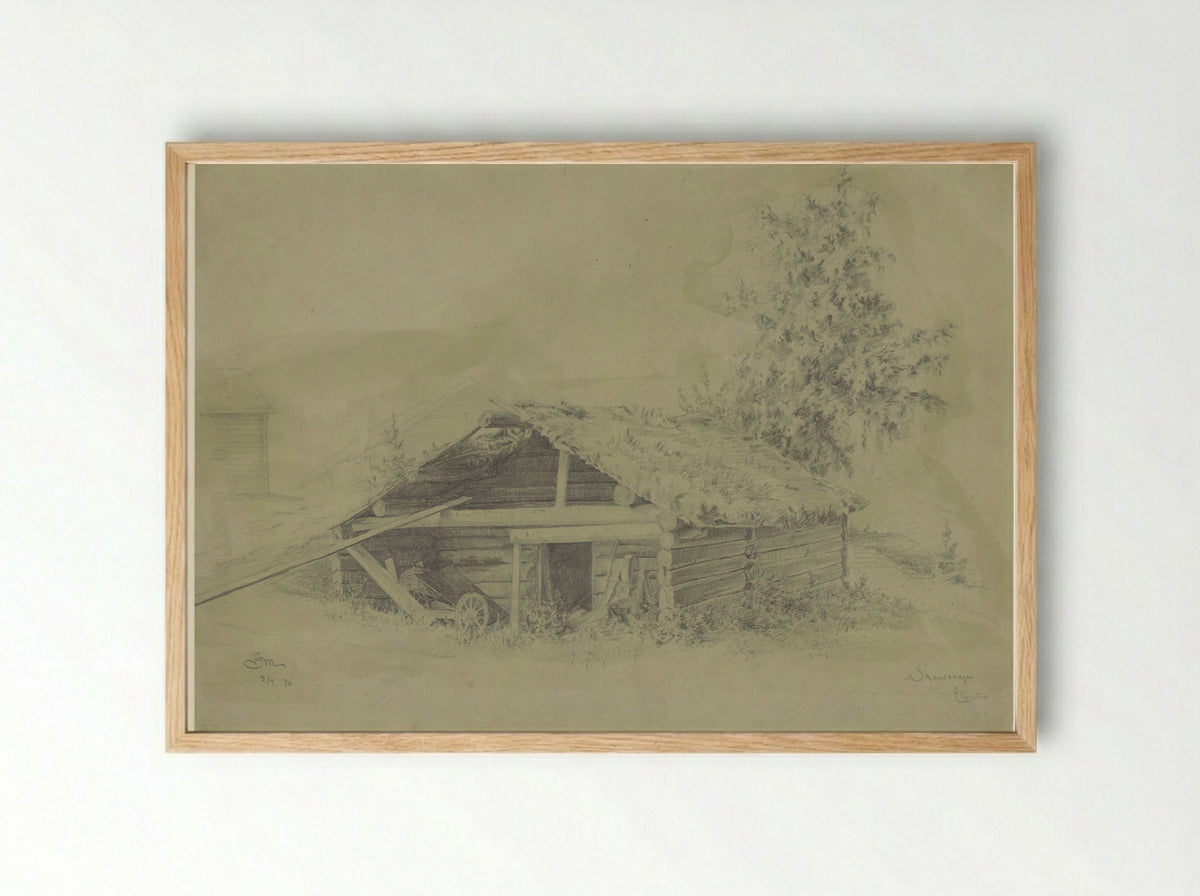 Boerenschuur te Skandshagen - Gerhard Munthe - Framed Print Wood