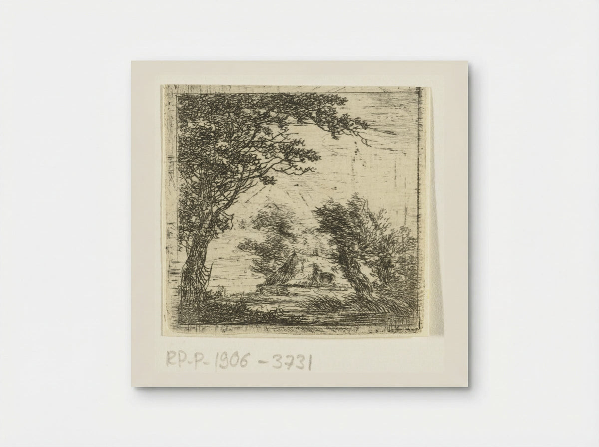 Boerenwoning tussen bomen - Hermanus van Brussel - Poster