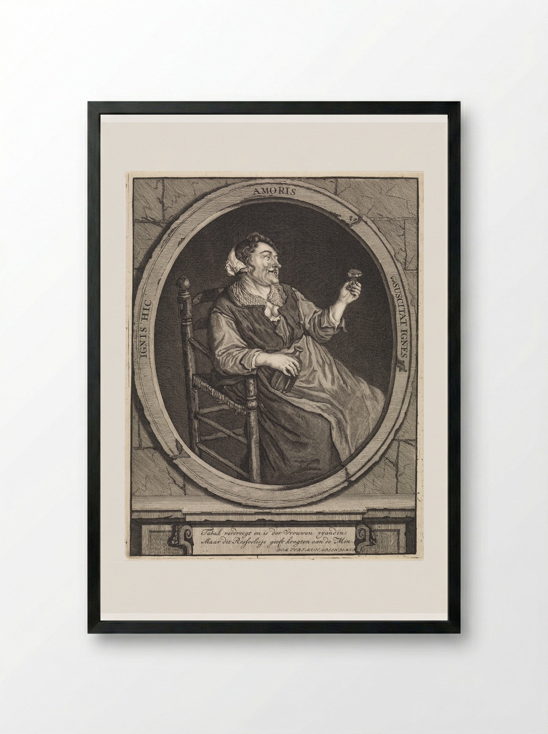 Boerin met een roemer - Matthijs Pool - Framed Print Black