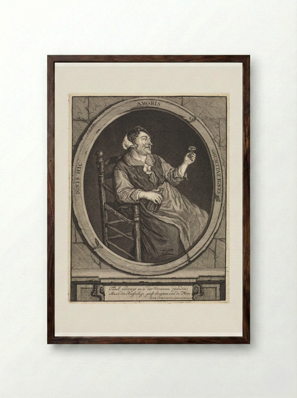 Boerin met een roemer - Matthijs Pool - Framed Print Dark Wood