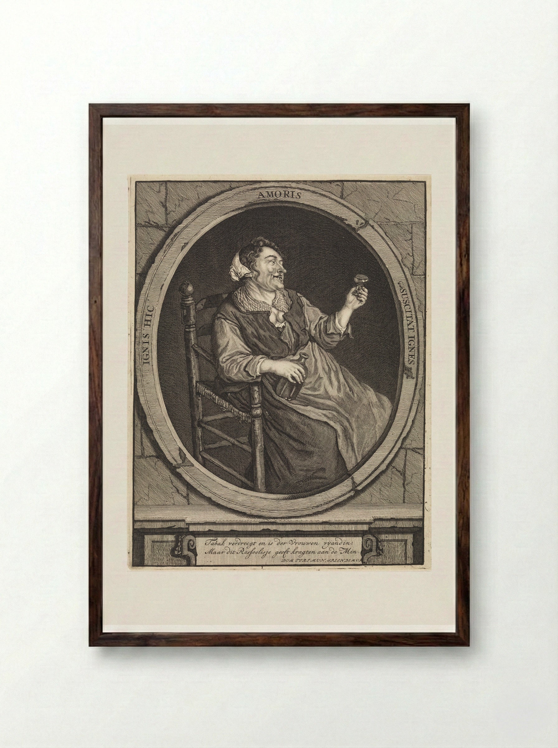Boerin met een roemer - Matthijs Pool - Framed Print Dark Wood