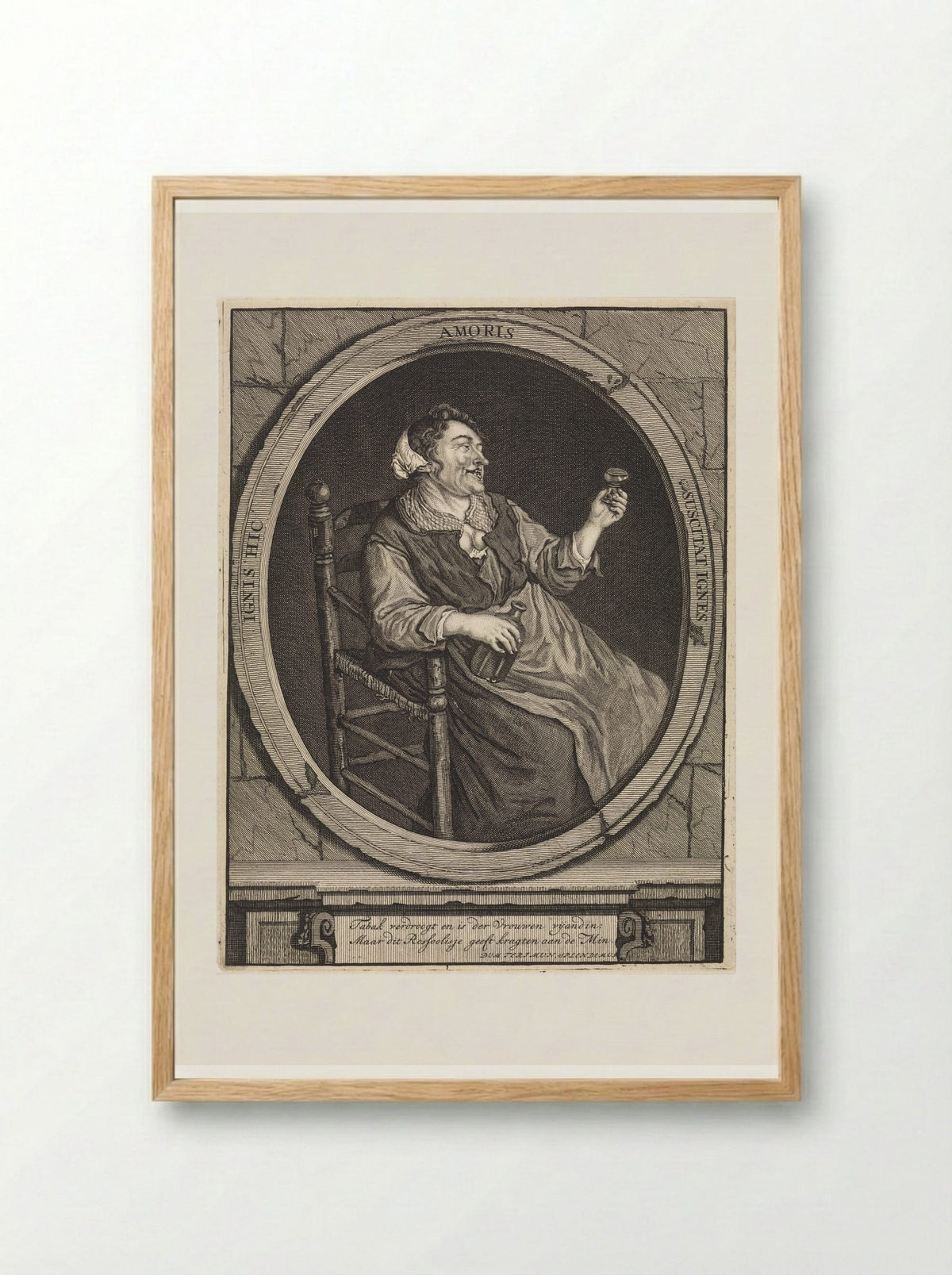Boerin met een roemer - Matthijs Pool - Framed Print Wood
