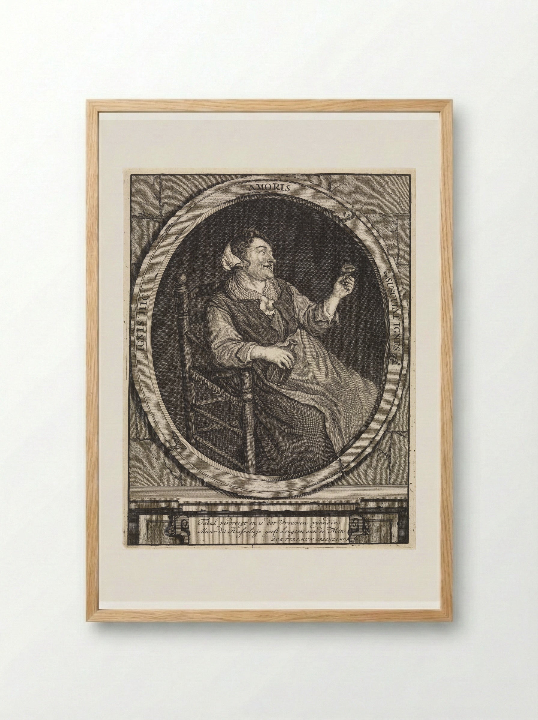 Boerin met een roemer - Matthijs Pool - Framed Print Wood