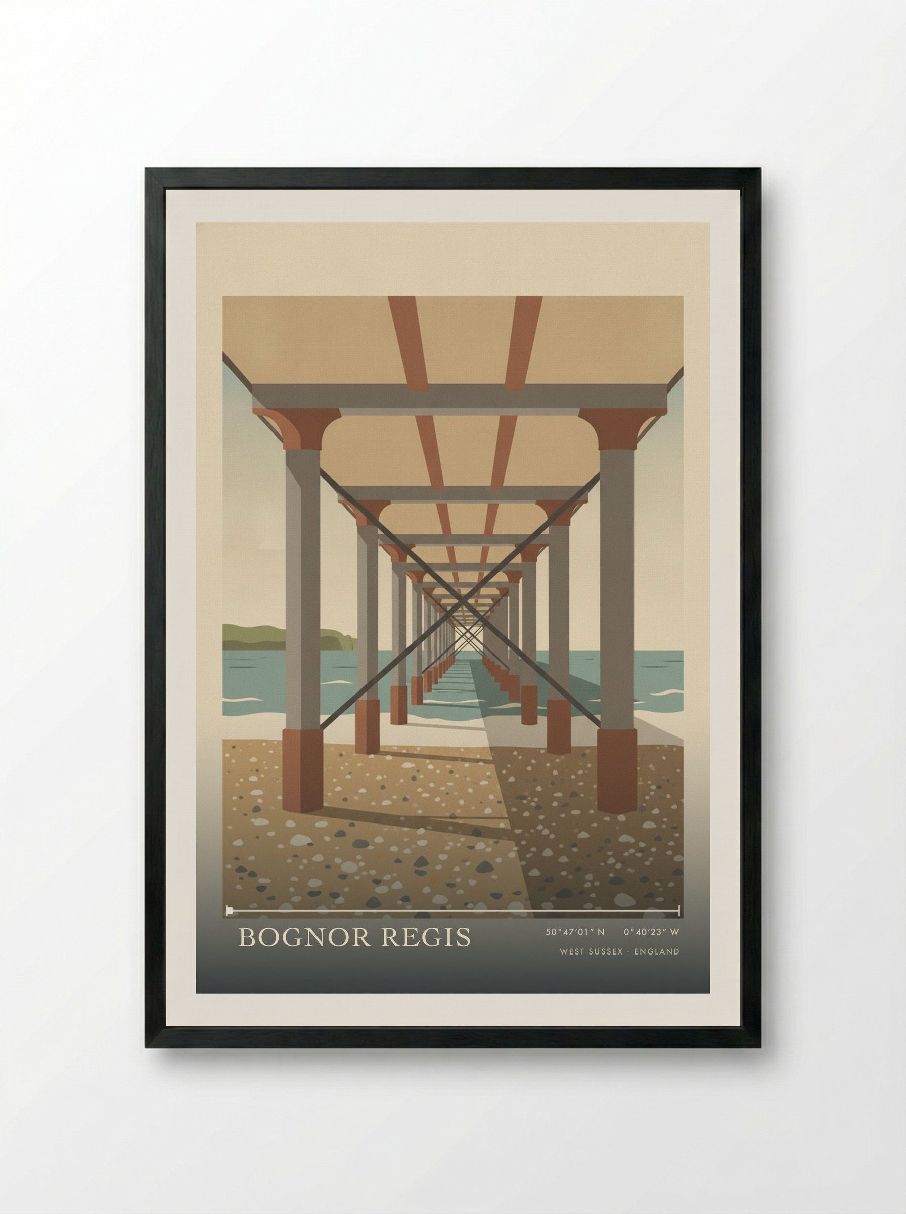 Bognor Regis West Sussex England Travel Poster - Framed Print Black