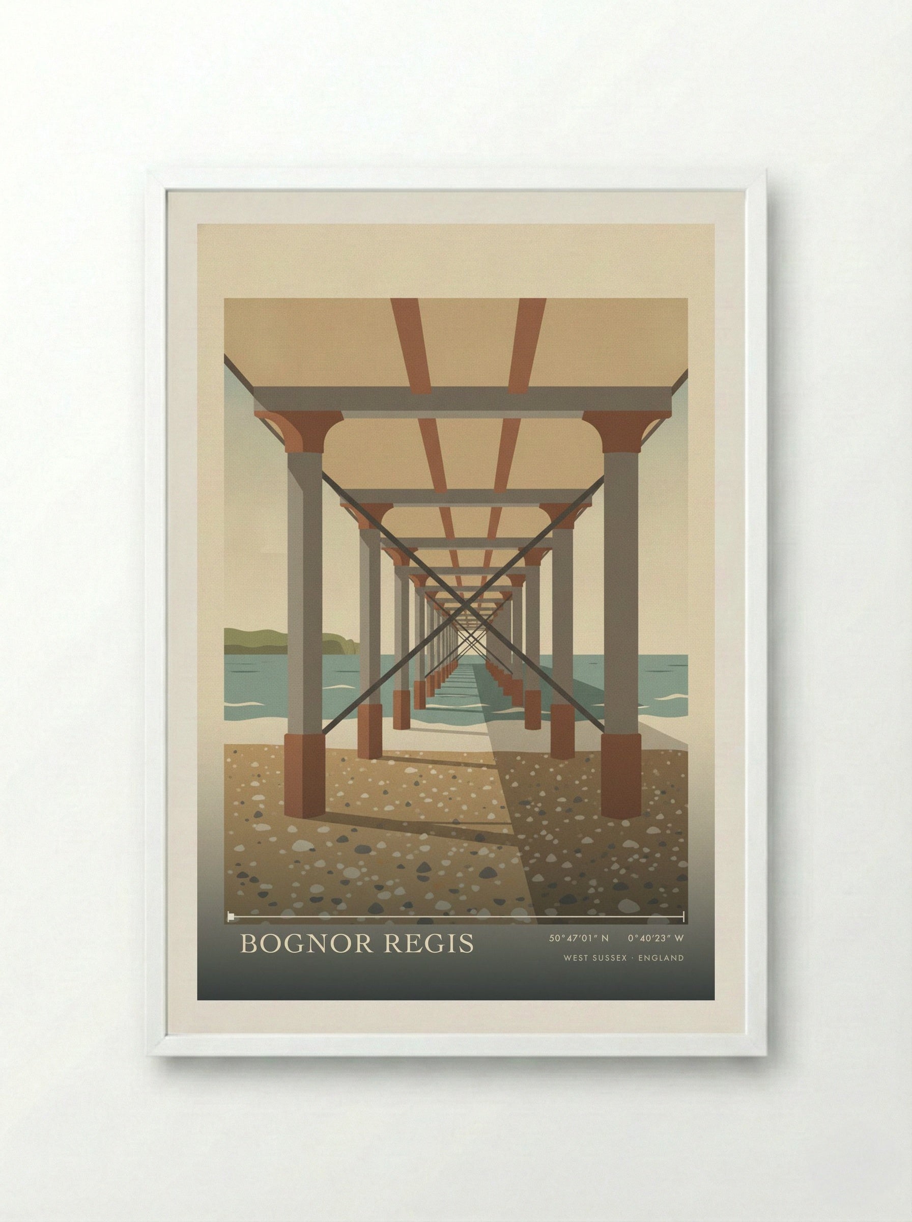 Bognor Regis West Sussex England Travel Poster - Framed Print White