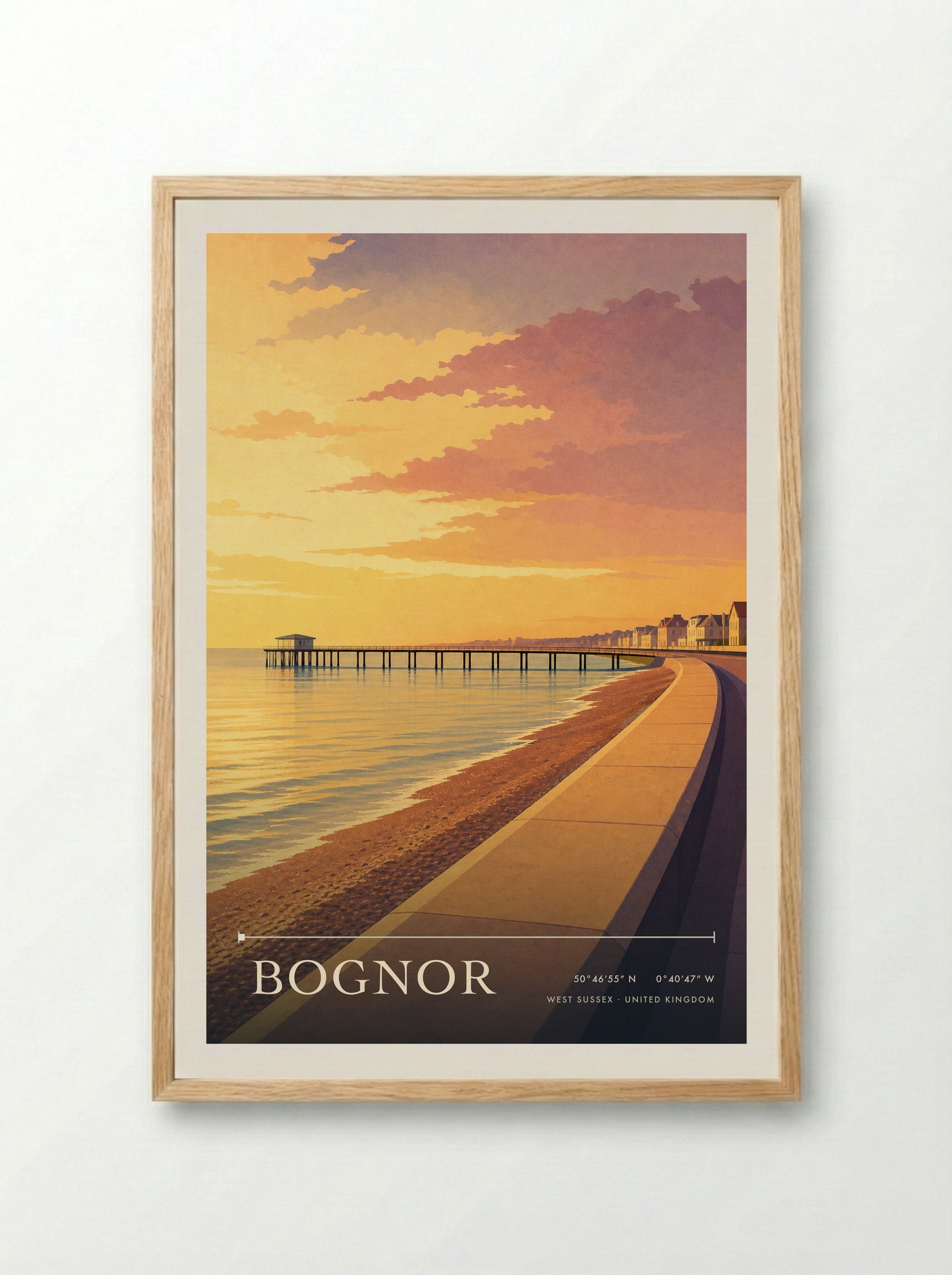 Bognor West Sussex United Kingdom Travel Poster - Framed Print Wood