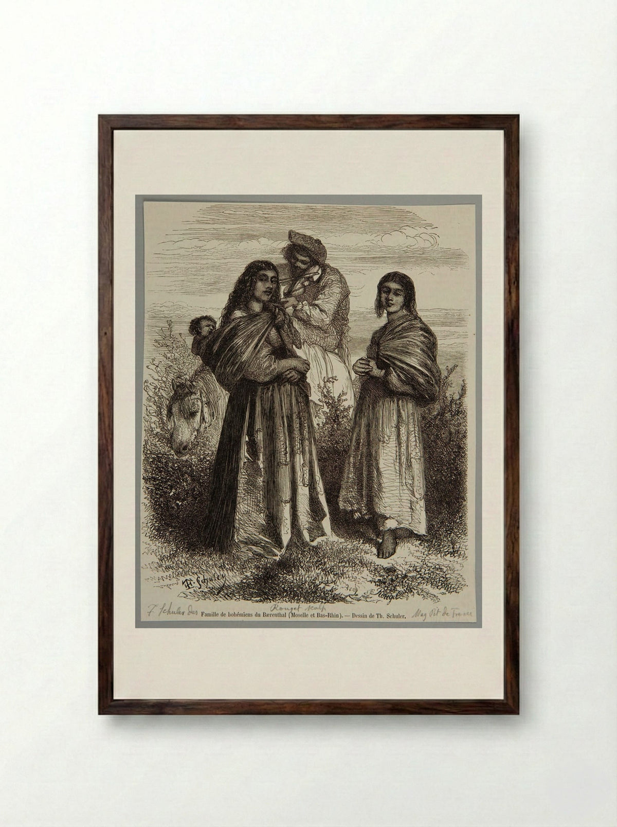Bohemian Family of Baerenthal - François Rouget - Framed Print Dark Wood