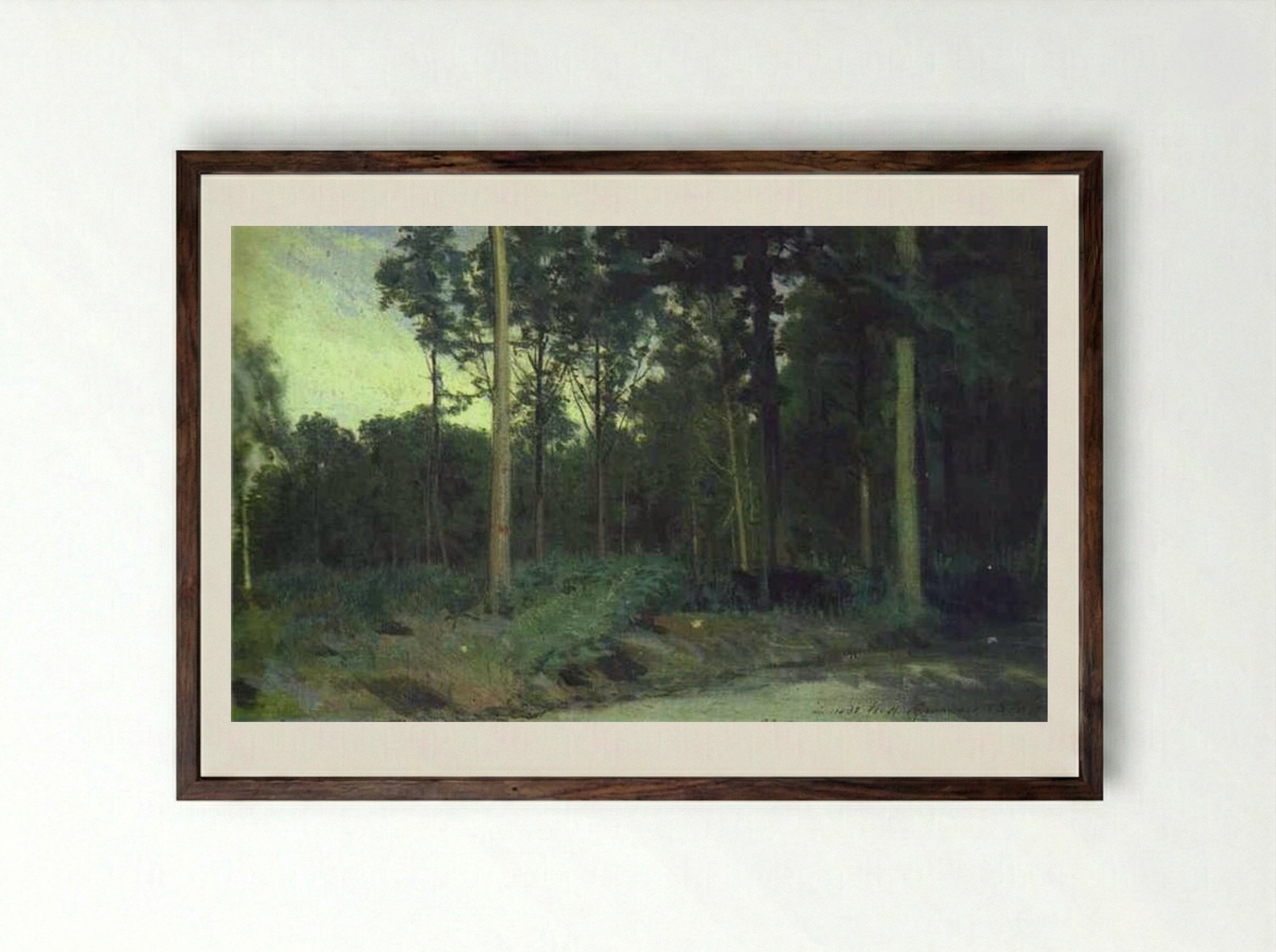 Bois de Boulogne near Paris - Ivan Kramskoy - Framed Print Dark Wood