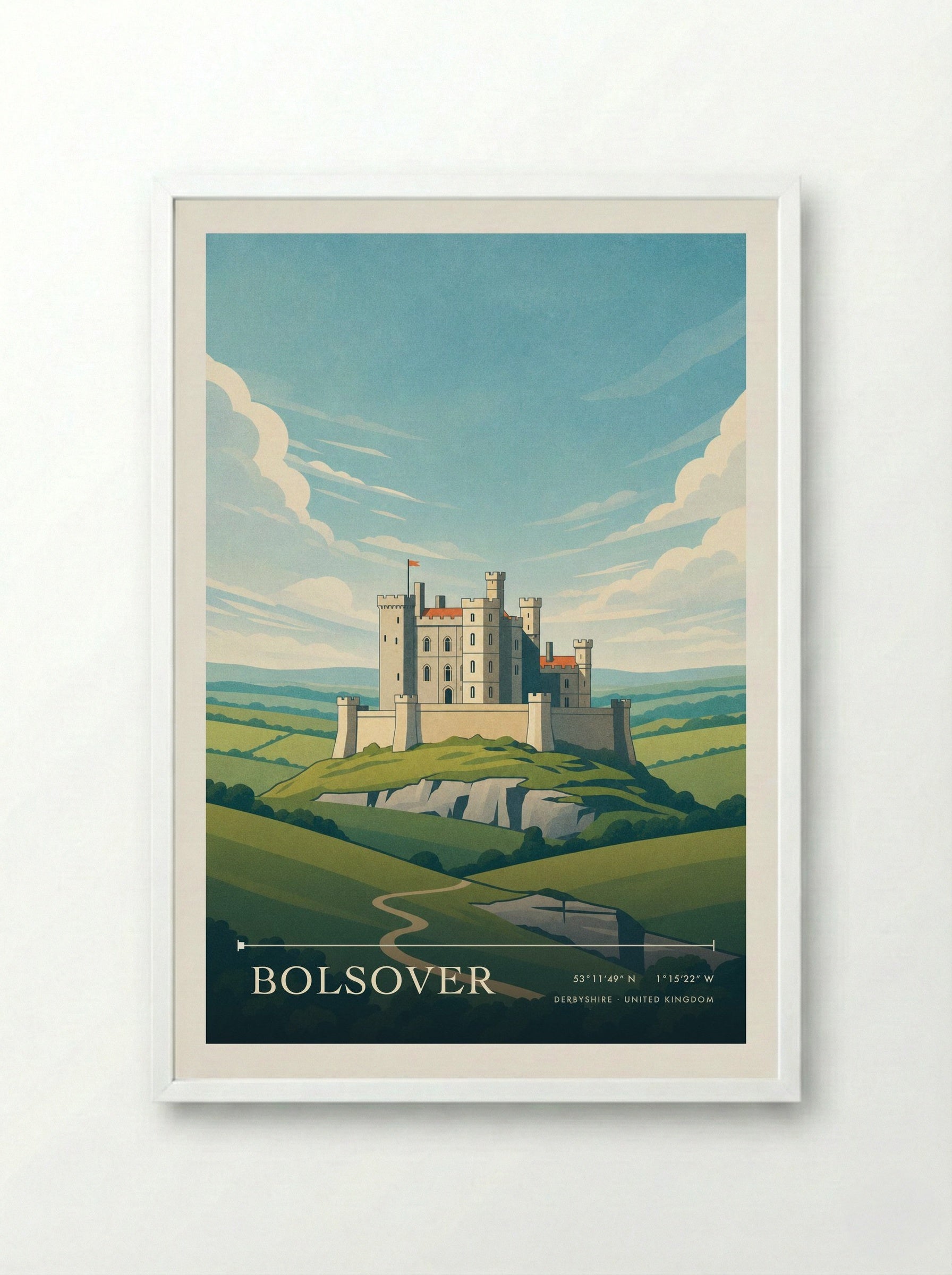 Bolsover Derbyshire United Kingdom Travel Poster - Framed Print White