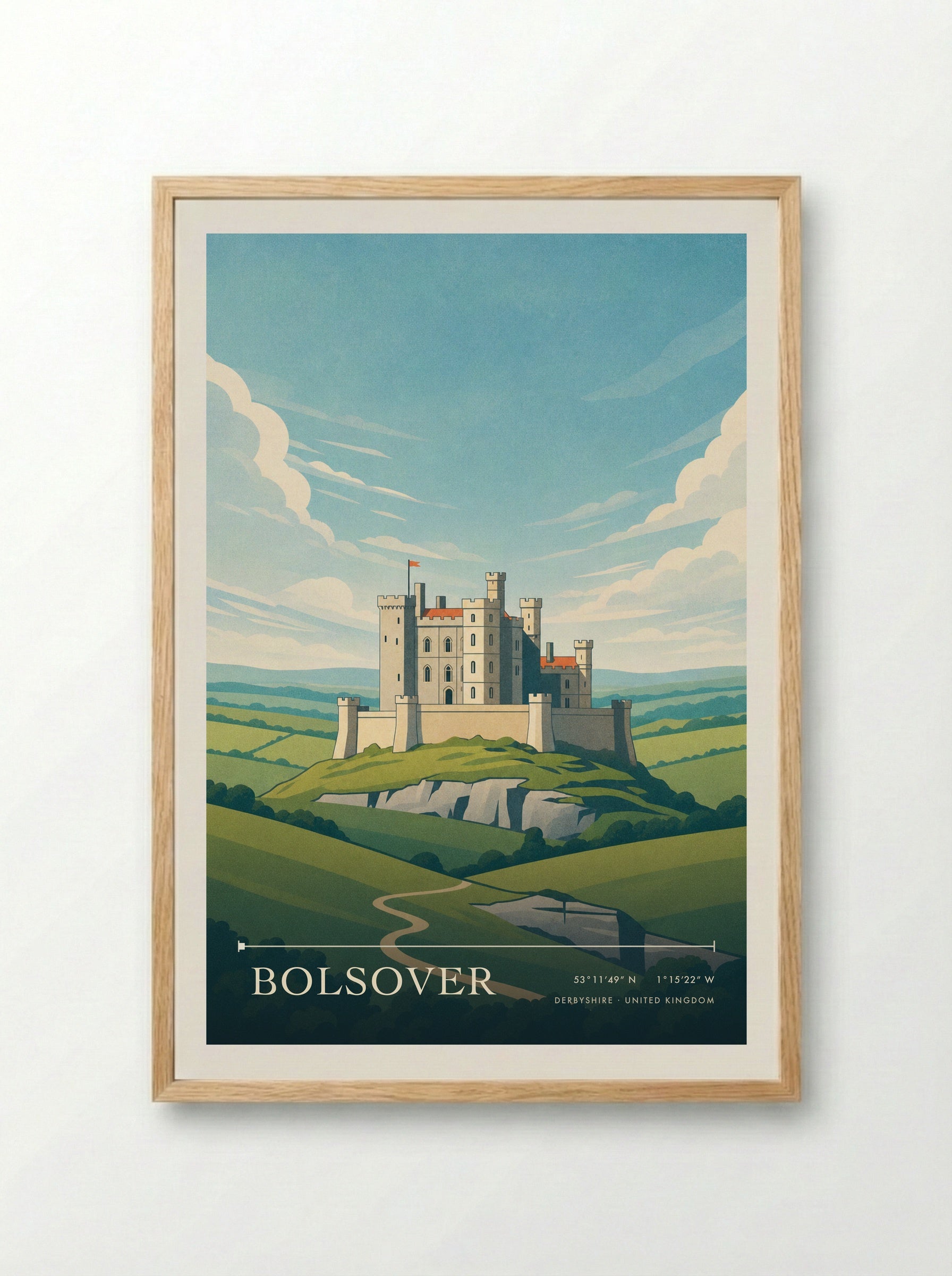 Bolsover Derbyshire United Kingdom Travel Poster - Framed Print Wood