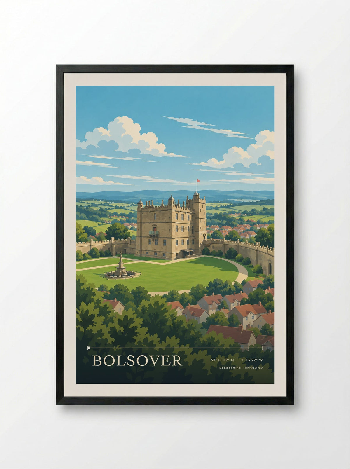 Bolsover, Derbyshire | Travel Poster - Framed Print Black