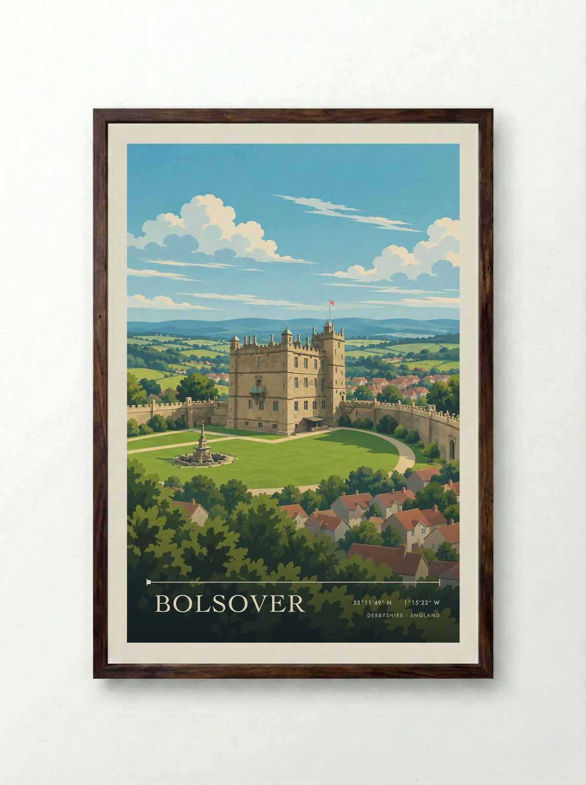 Bolsover, Derbyshire | Travel Poster - Framed Print Dark Wood