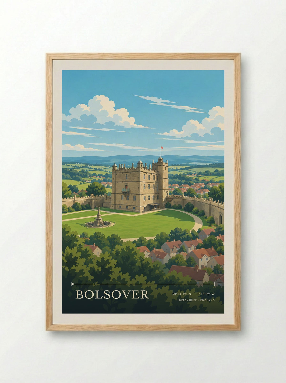 Bolsover, Derbyshire | Travel Poster - Framed Print Wood
