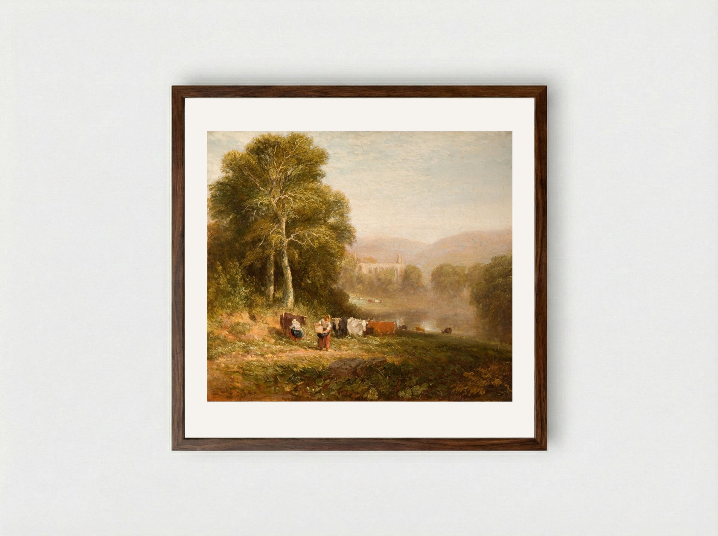 Bolton Abbey - David Cox - Framed Print Dark Wood