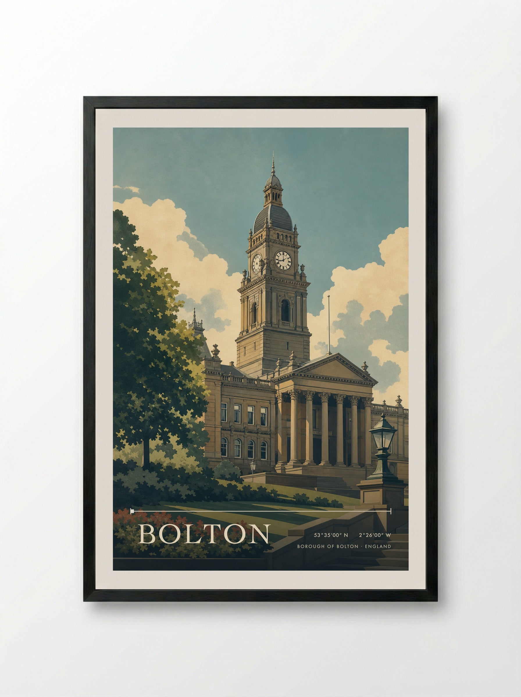 Bolton Borough of Bolton England Travel Poster - Framed Print Black