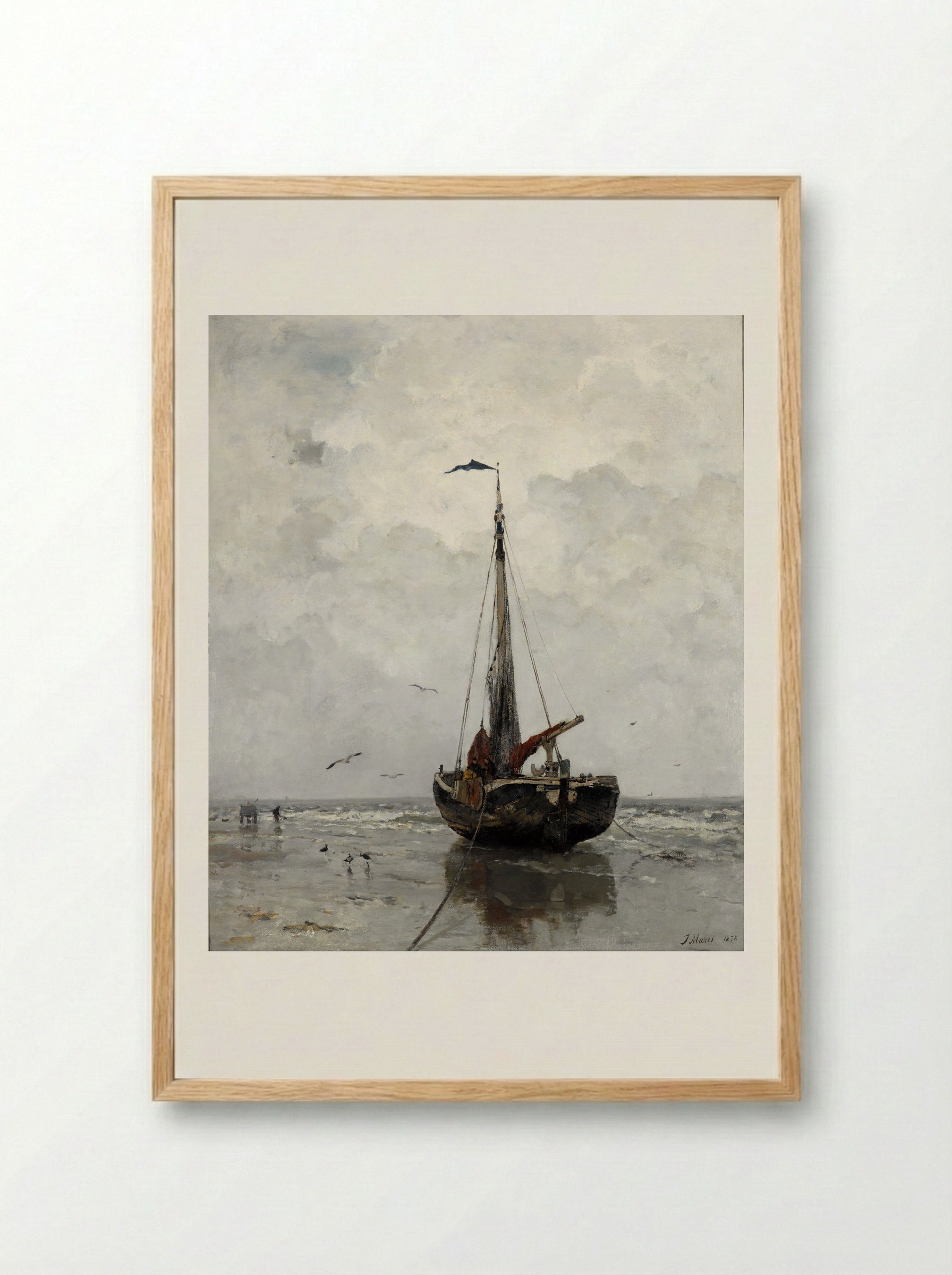 Bomschuit op het Scheveningse strand - Jacob Maris - Framed Print Wood