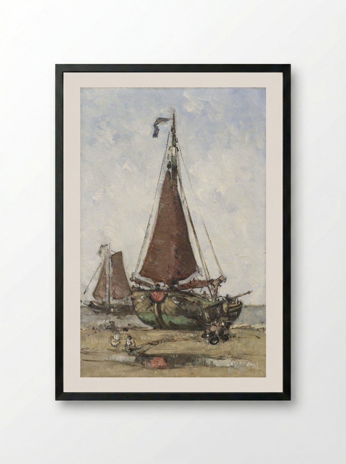 Bomschuit op het strand - Joannes Barnardus Antonius Maria Westerwoudt - Framed Print Black
