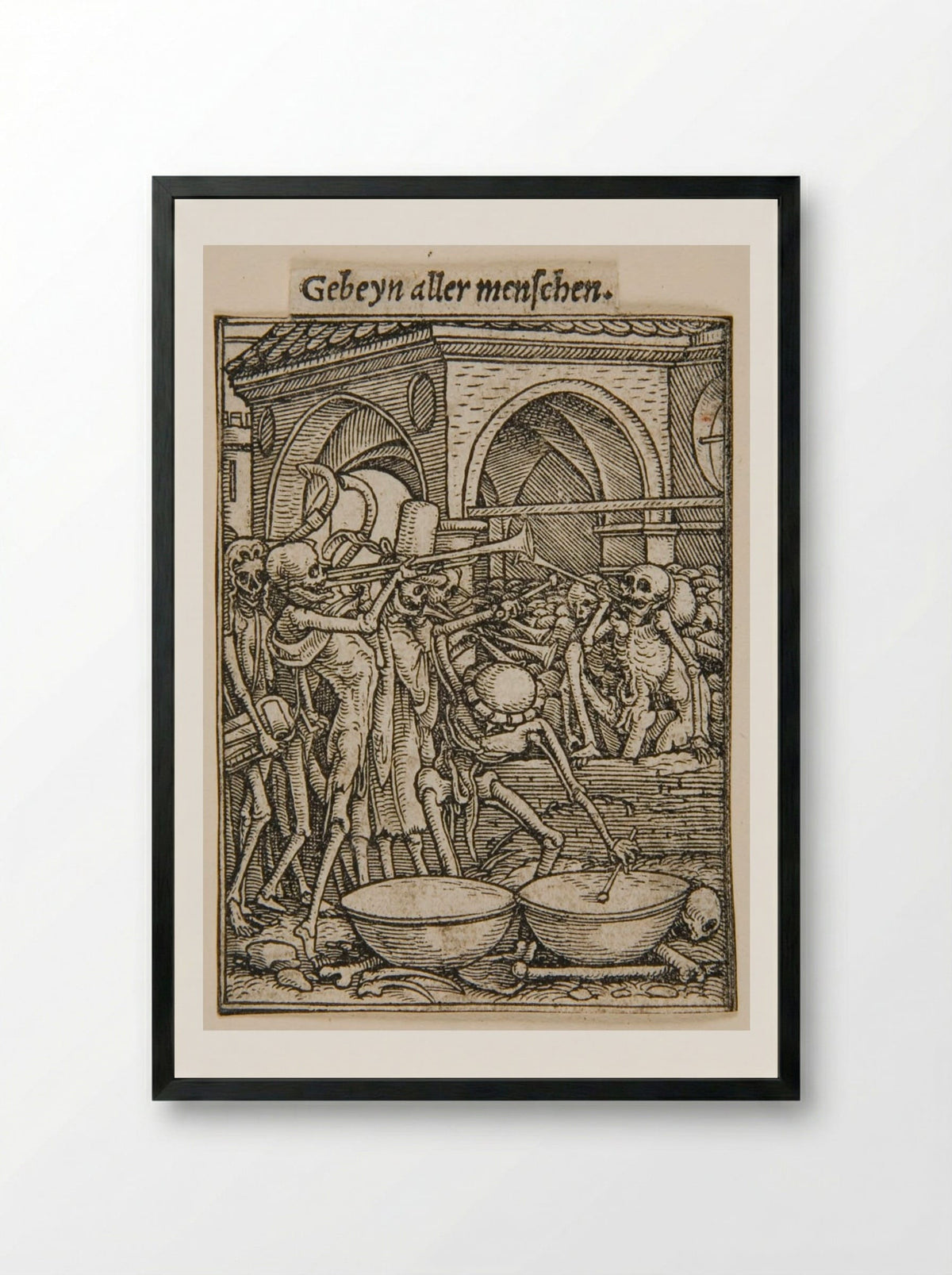 Bones of All Men - Hans Holbein the Younger - Framed Print Black
