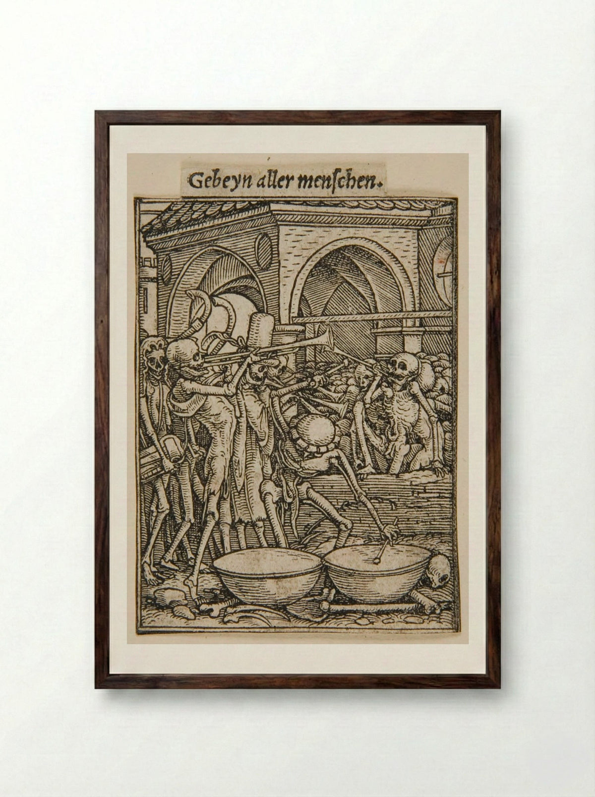 Bones of All Men - Hans Holbein the Younger - Framed Print Dark Wood