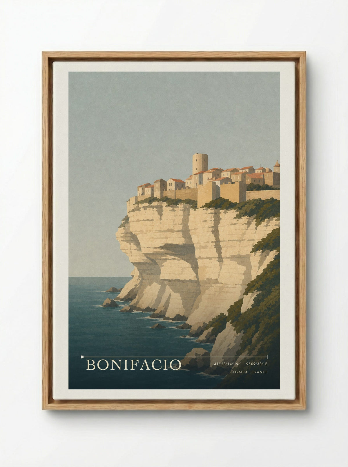 Bonifacio Travel Poster Artwork - Framed Canvas Wood