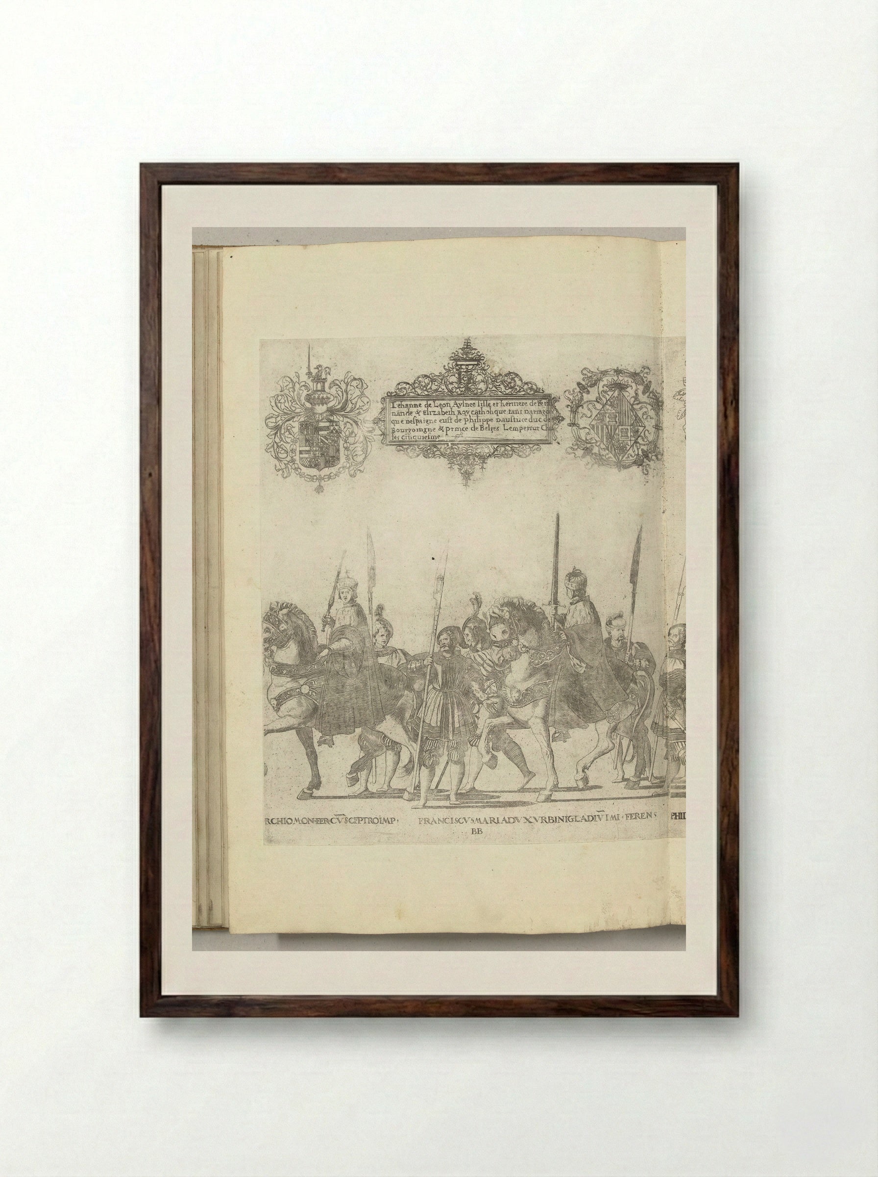 Bonifatius IV Paleologo and Francesco Maria della Rovere - Nicolaas Hogenberg - Framed Print Dark Wood