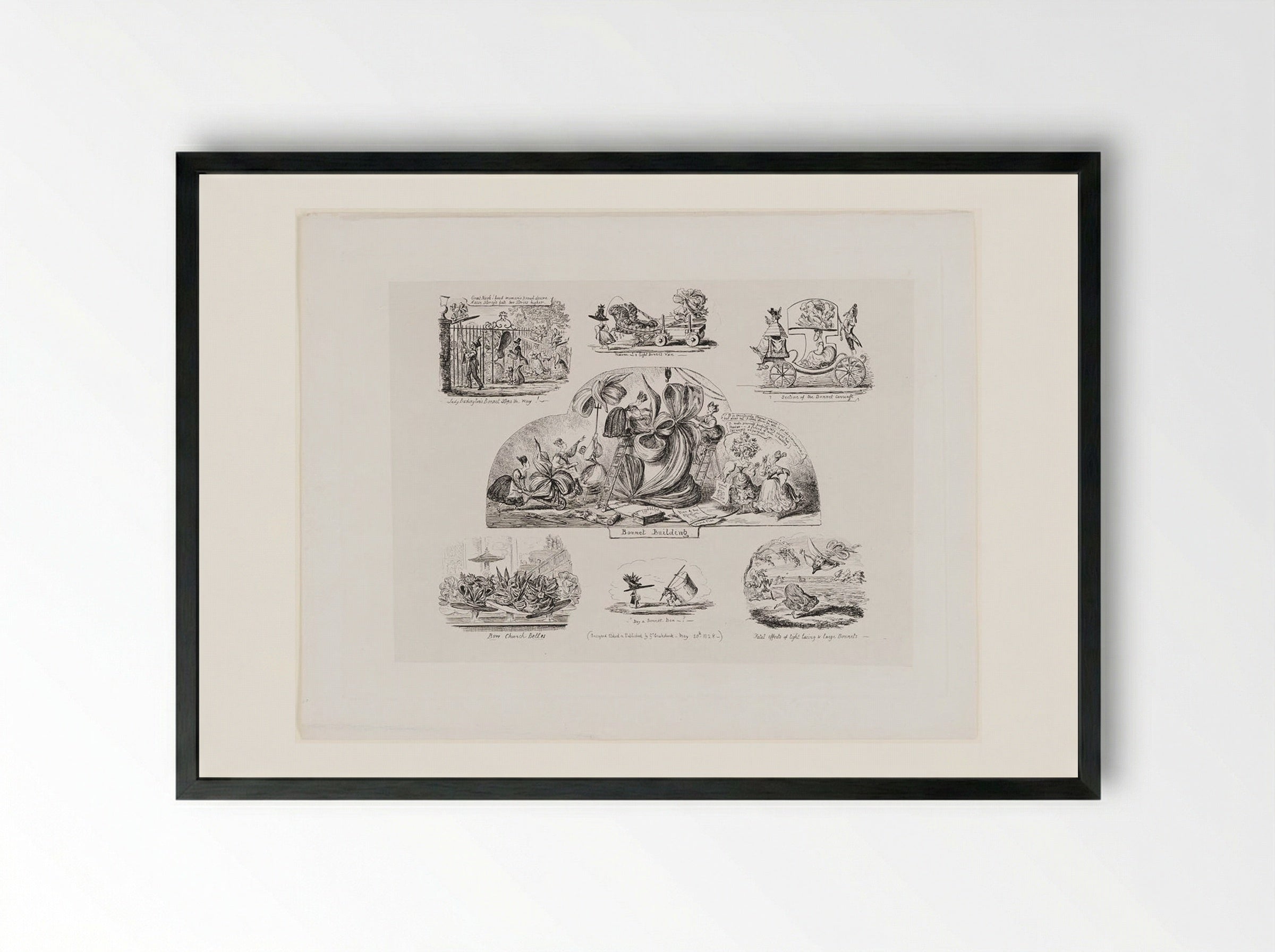Bonnet Building - George Cruikshank - Framed Print Black