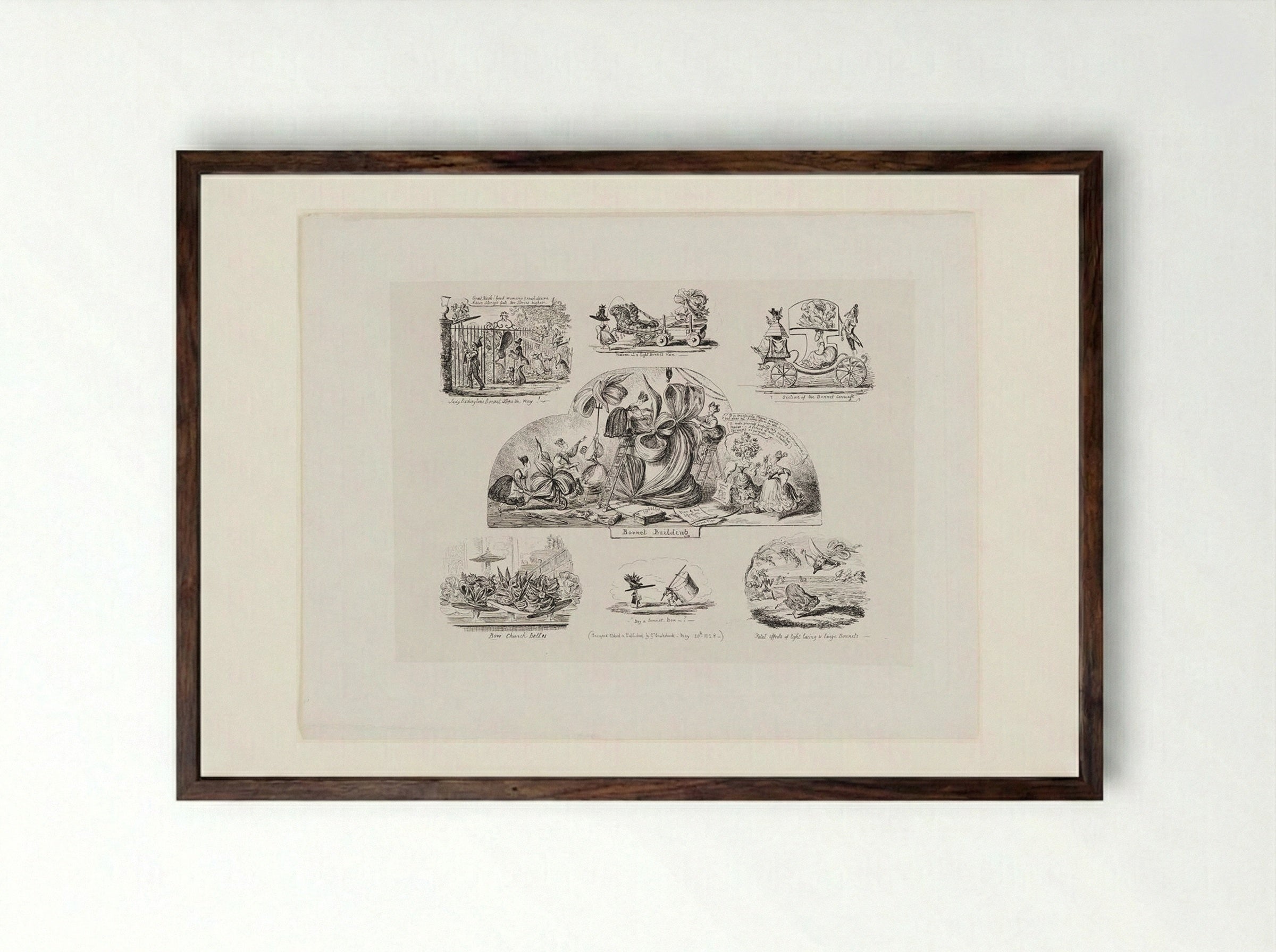 Bonnet Building - George Cruikshank - Framed Print Dark Wood
