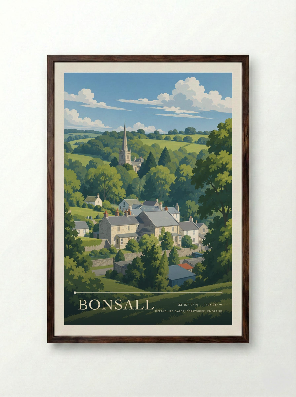 Bonsall, Derbyshire Dales, Derbyshire, England | Travel Poster - Framed Print Dark Wood