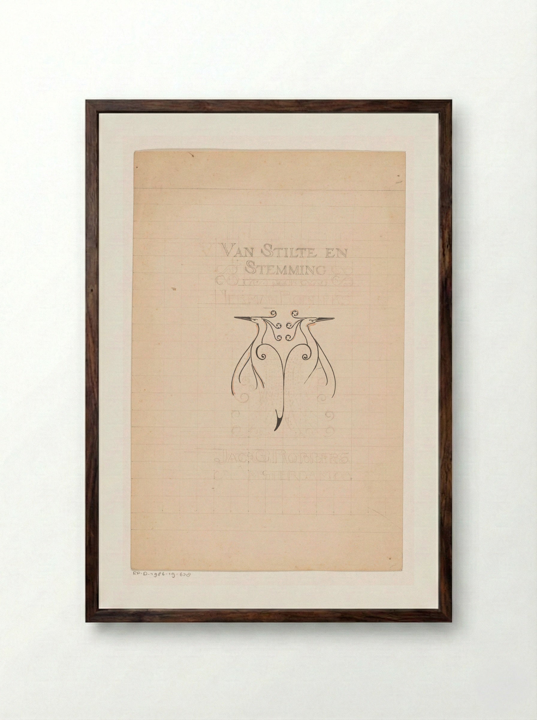 Book Cover Design for Van Stilte en Stemming - Reinier Willem Petrus de Vries - Framed Print Dark Wood