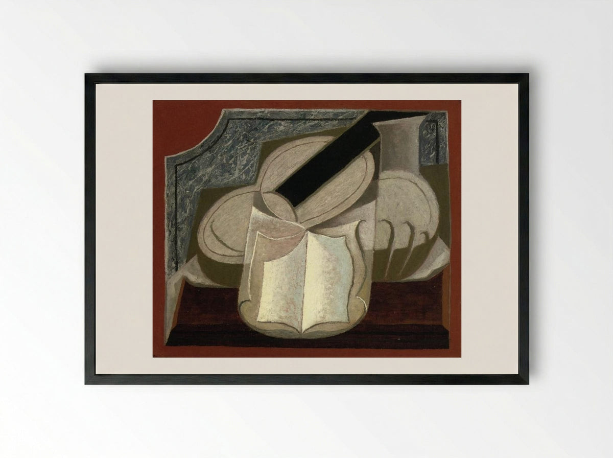 Book and Guitar - Juan Gris - Framed Print Black