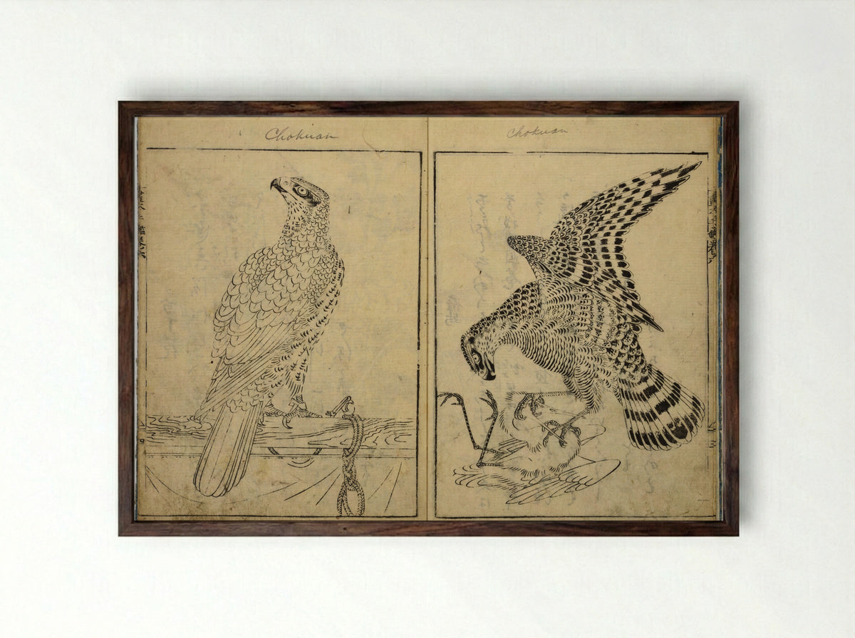 Book of Famous Japanese and Chinese Paintings - Ooka Shunboku - Framed Print Dark Wood