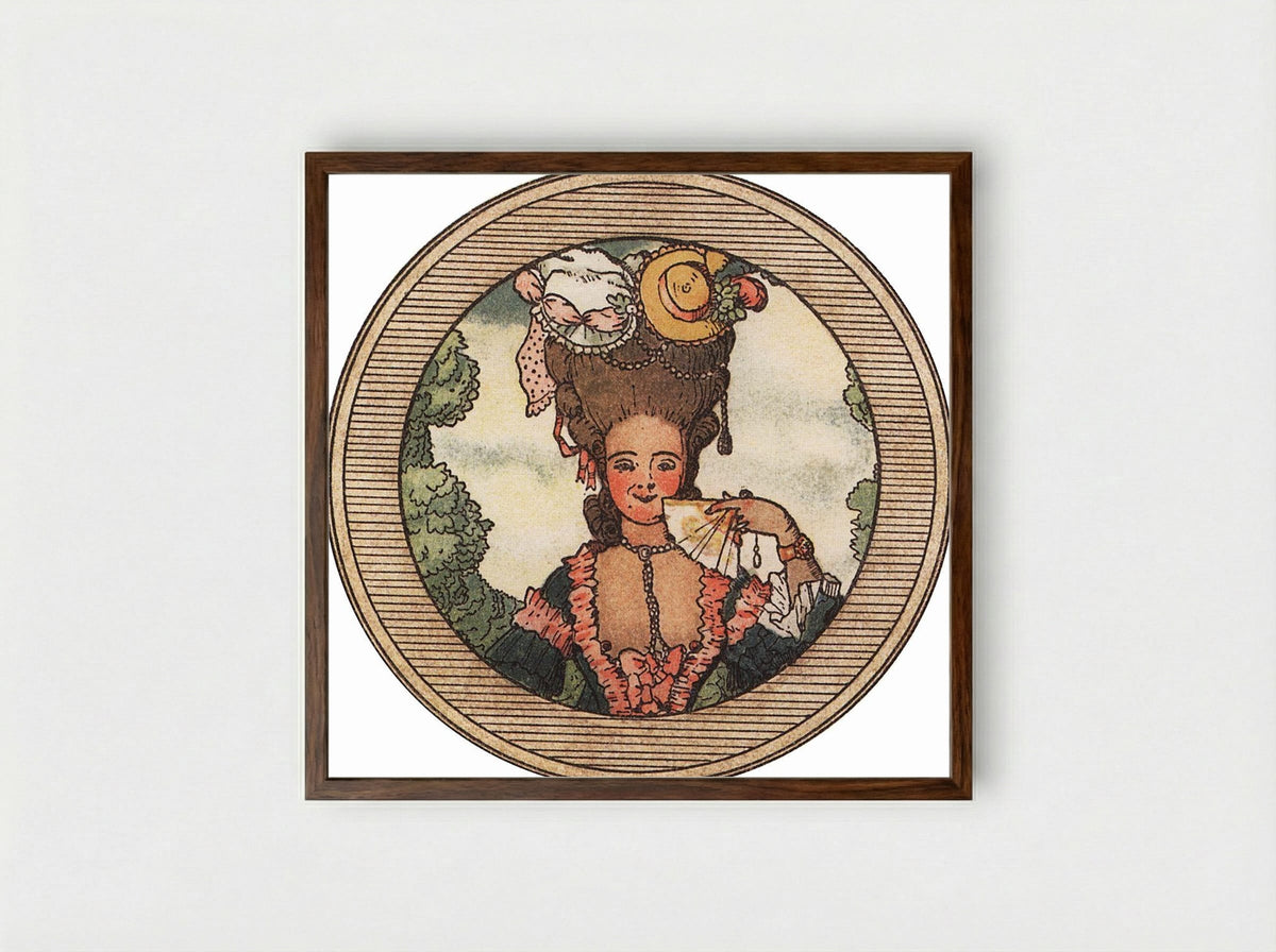 Book of the Marquise, Illustration 9 - Konstantin Somov - Framed Print Dark Wood