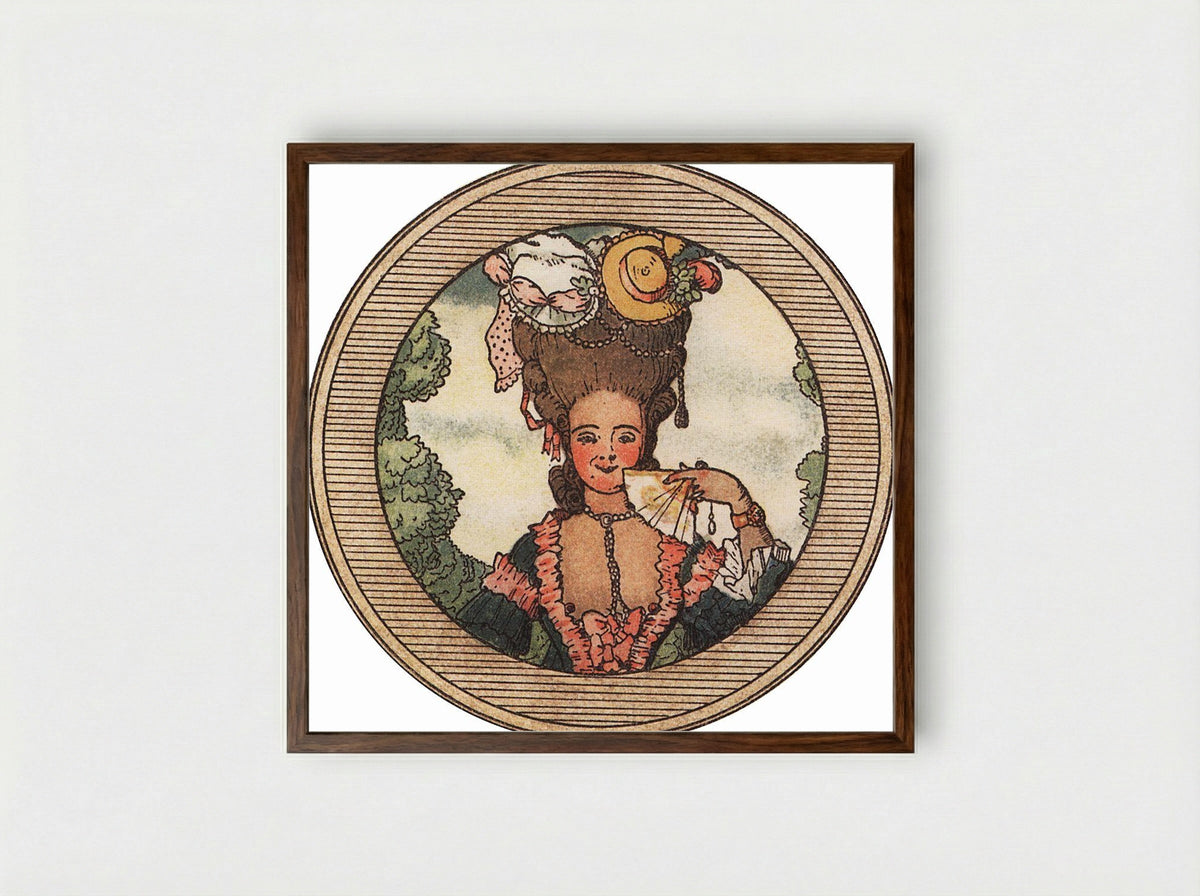 Book of the Marquise, Illustration 9 - Konstantin Somov - Framed Print Dark Wood