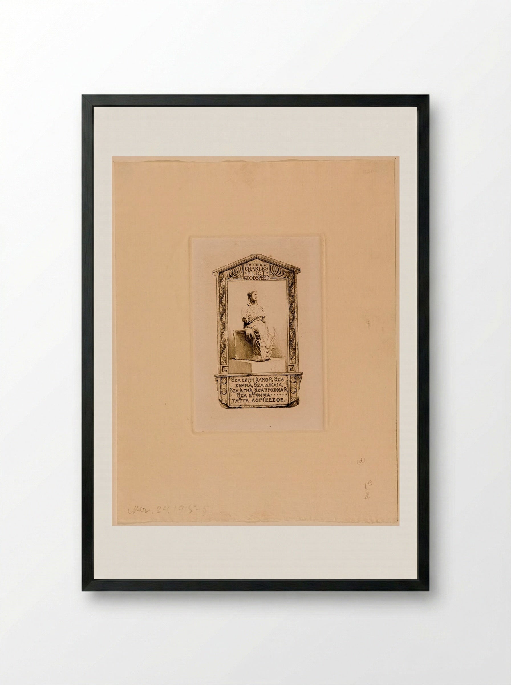 Bookplate of Charles Eliot Goodspeed - Sidney L. Smith - Framed Print Black