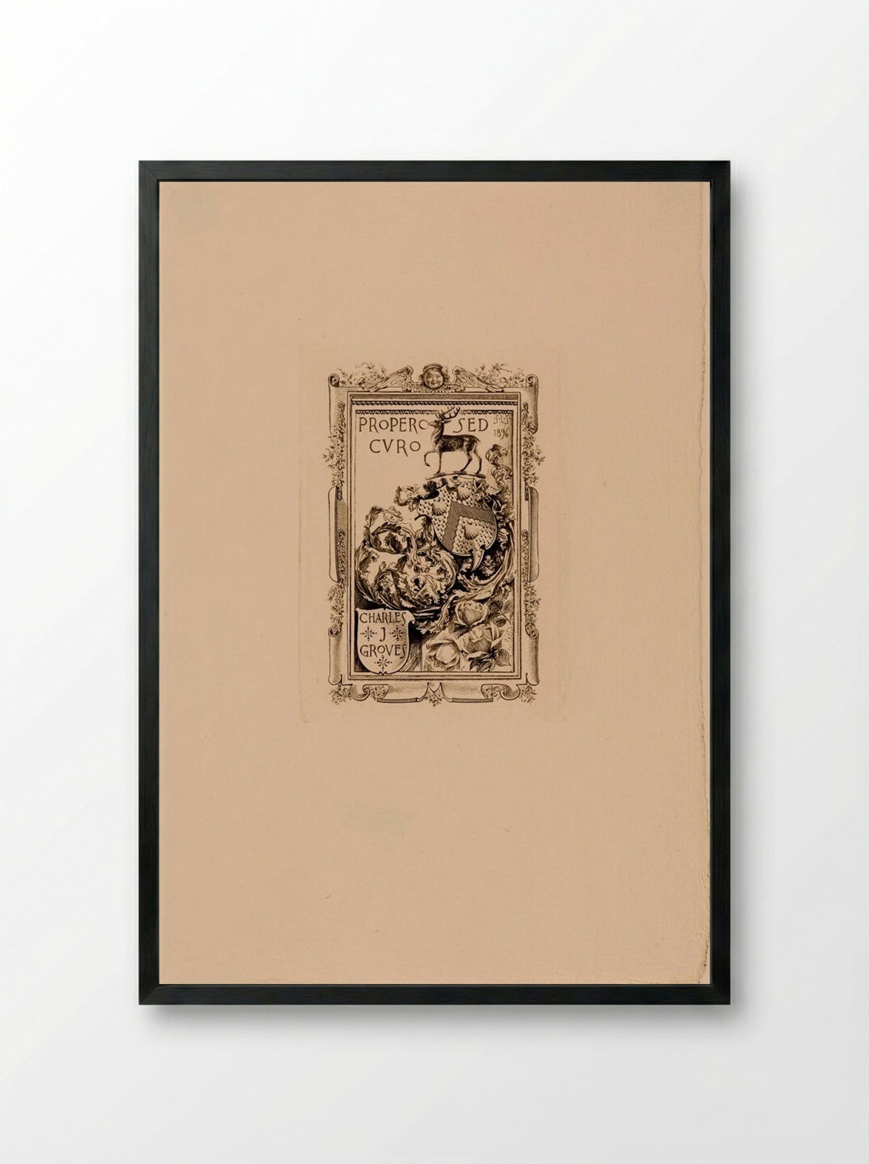 Bookplate of Charles J. Groves - Sidney L. Smith - Framed Print Black