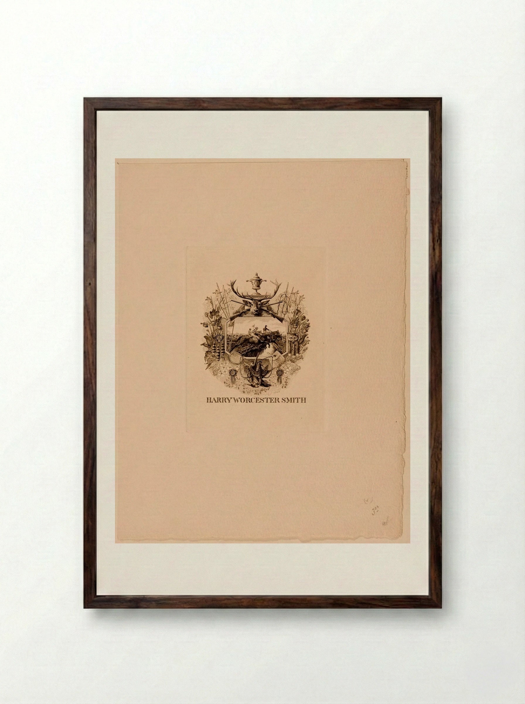 Bookplate of Harry Worcester Smith - Sidney L. Smith - Framed Print Dark Wood