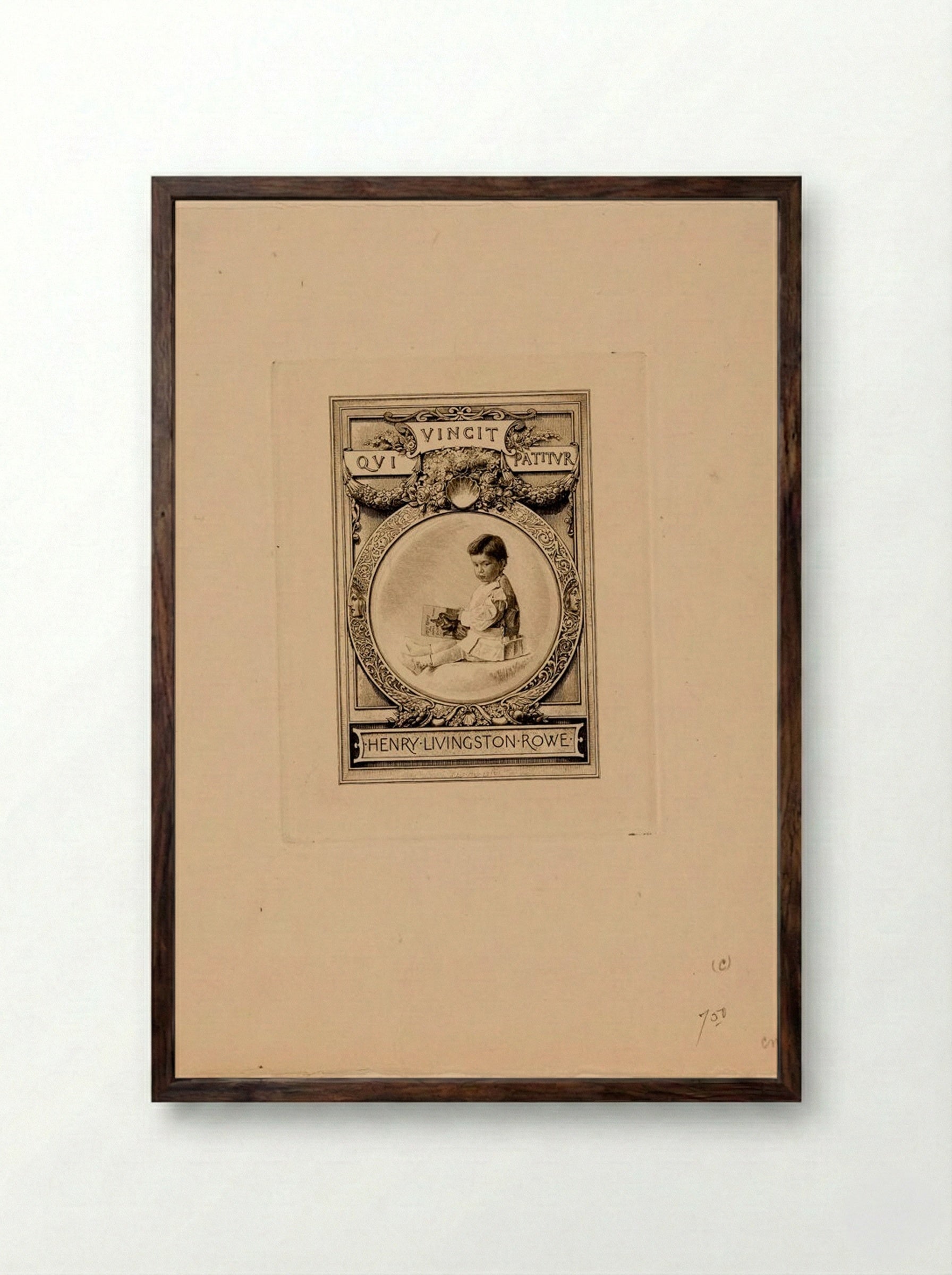 Bookplate of Henry Livingston Rowe - Sidney L. Smith - Framed Print Dark Wood